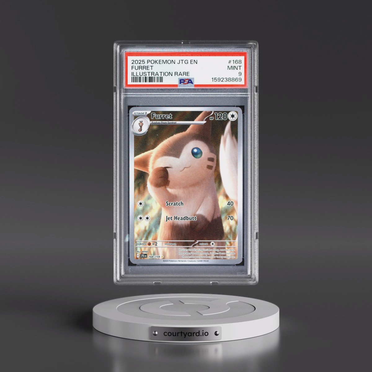 2025 Pokémon Jtg EN-Journey Together #168 Furret - Illustration Rare (PSA 9 MINT)