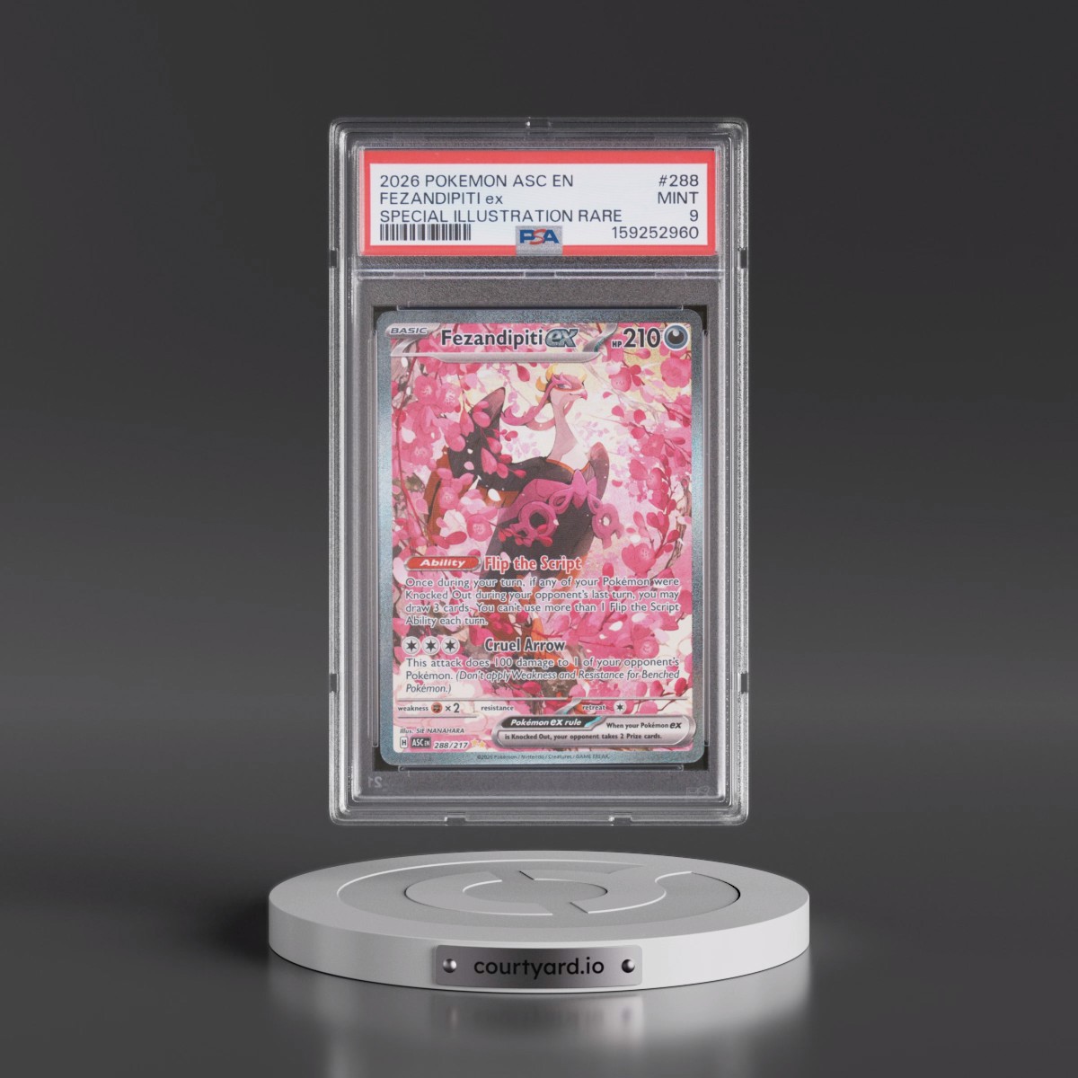 2026 Pokémon Asc EN-Ascended Heroes #288 Fezandipiti EX - Holo Special Illustration Rare (PSA 9 MINT)