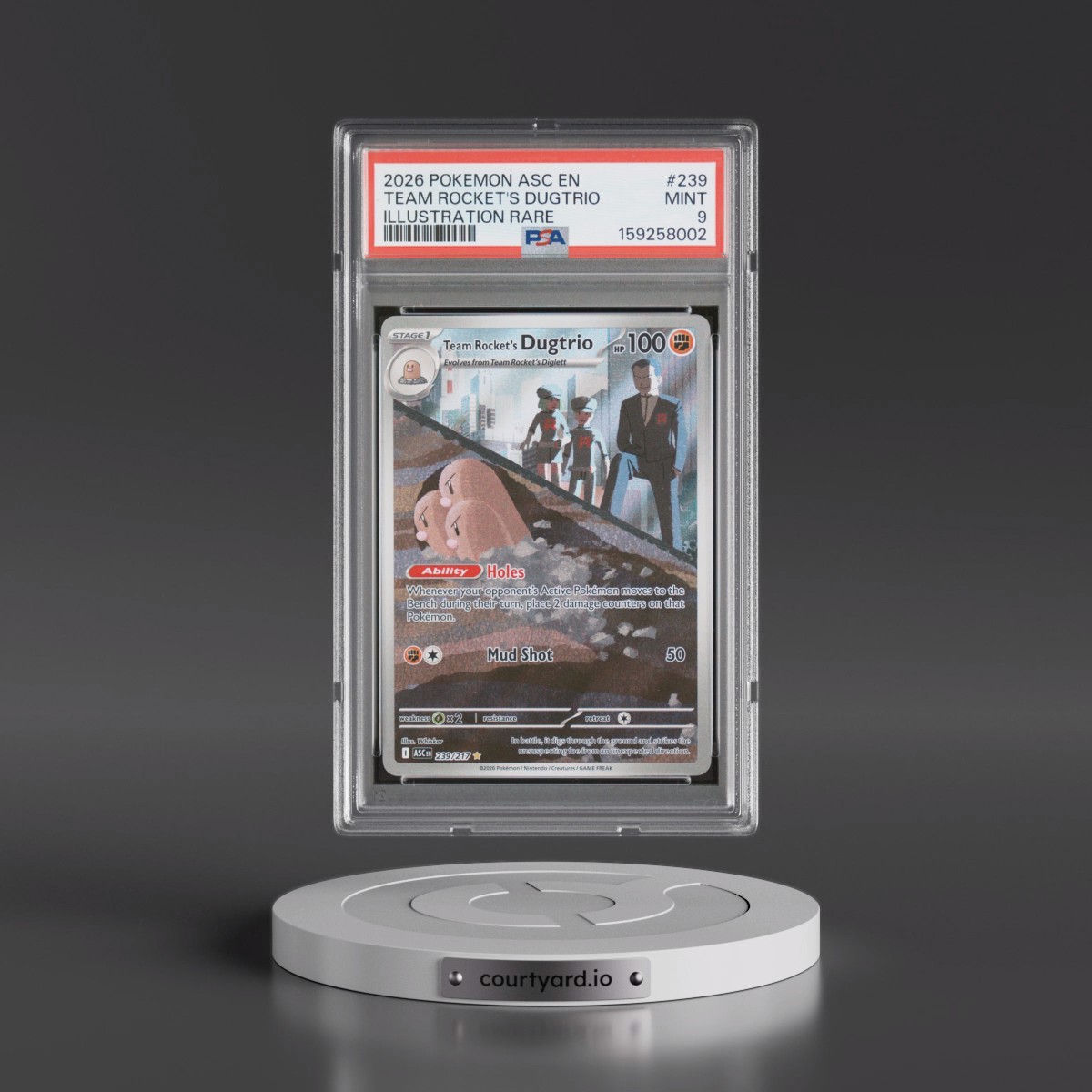 2026 Pokémon Asc EN-Ascended Heroes #239 Team Rocket's Dugtrio - Illustration Rare (PSA 9 MINT)