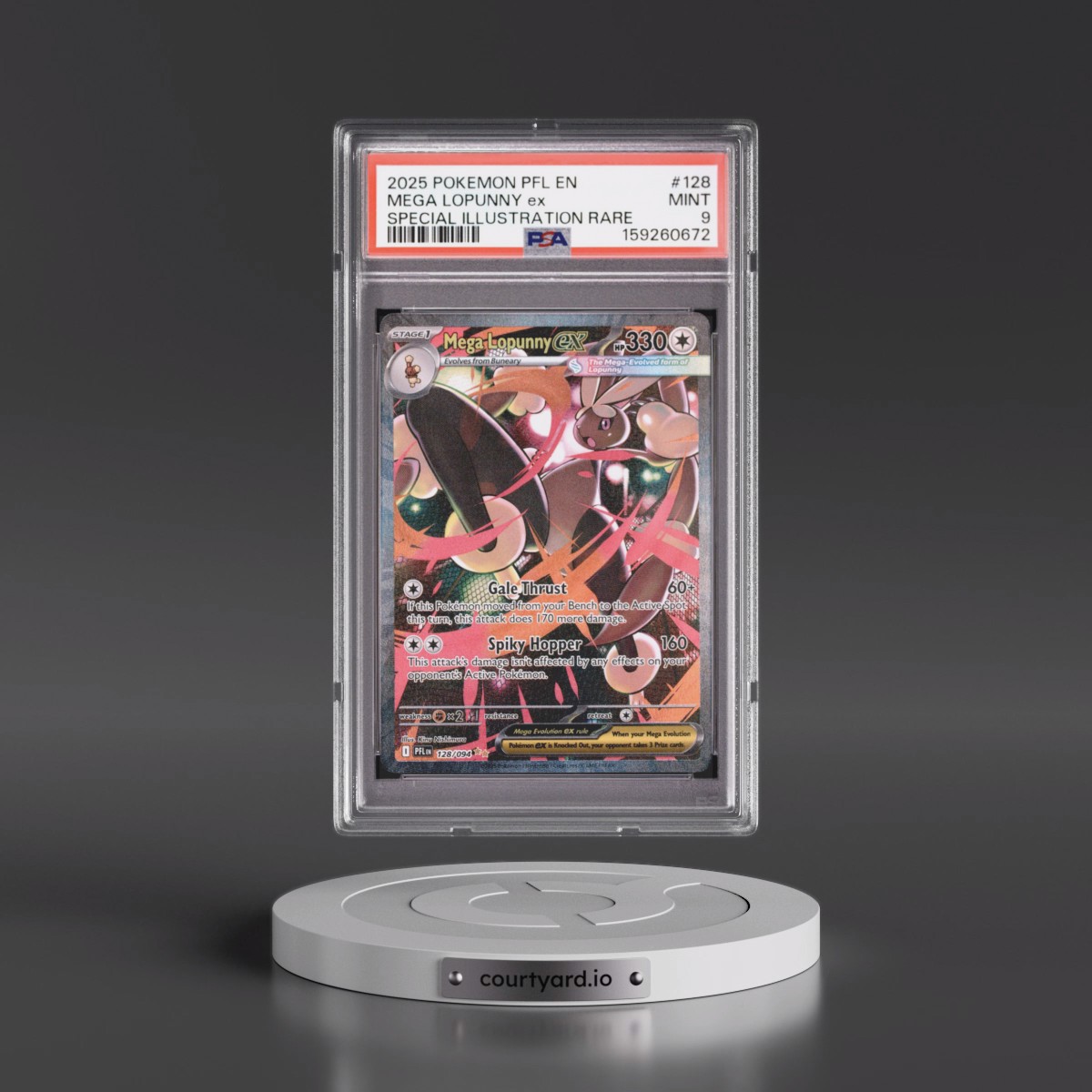 2025 Pokémon Pfl EN-Phantasmal Flames #128 Mega Lopunny EX - Holo Special Illustration Rare (PSA 9 MINT)