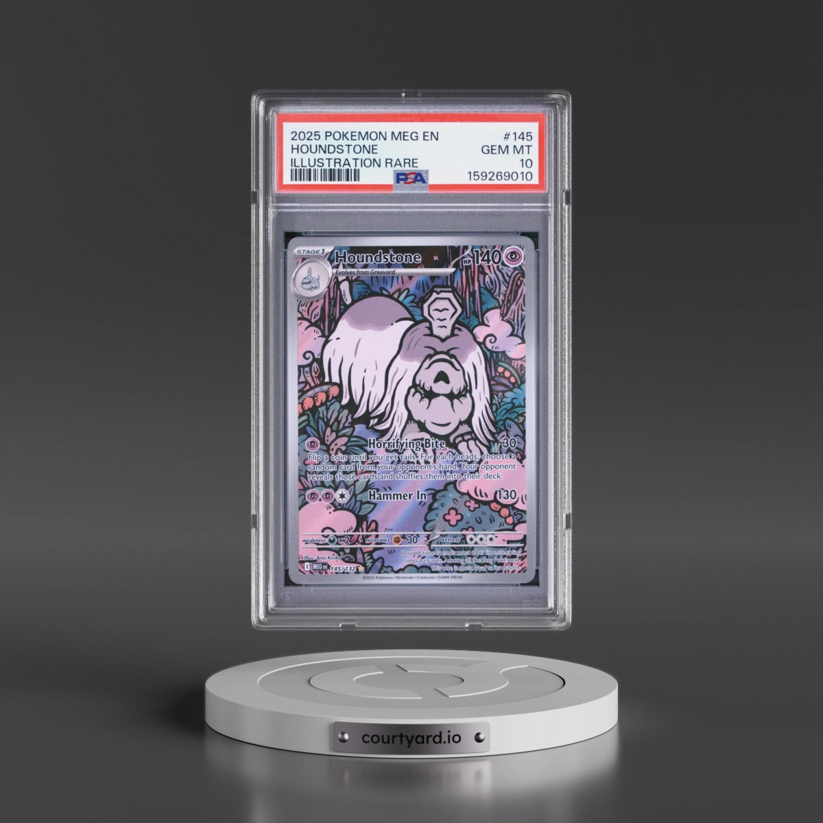 2025 Pokémon Meg EN-Mega Evolution #145 Houndstone - Illustration Rare (PSA 10 GEM MINT)