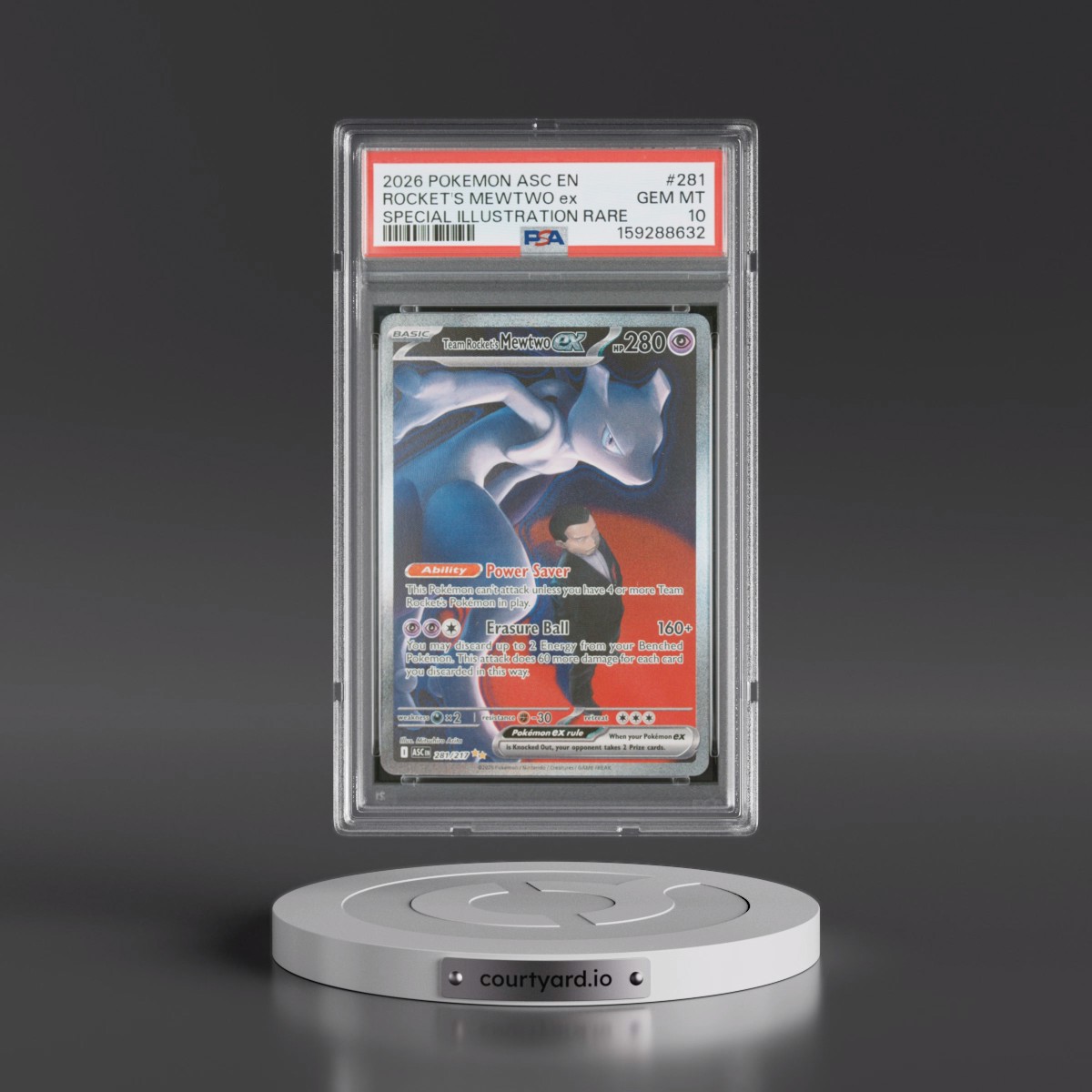 2026 Pokémon Asc EN-Ascended Heroes #281 Team Rocket's Mewtwo EX - Holo Special Illustration Rare (PSA 10 GEM MINT)