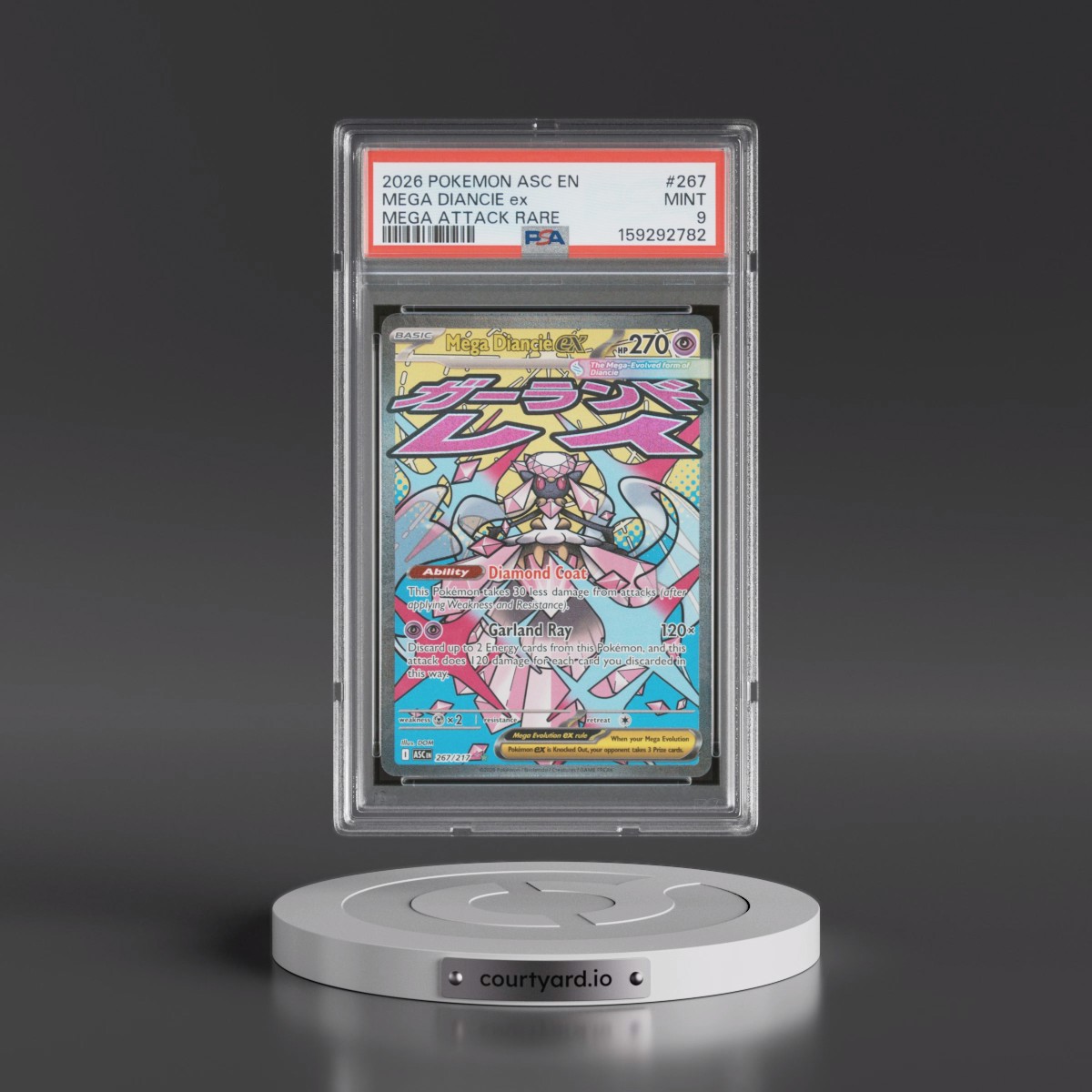 2026 Pokémon Asc EN-Ascended Heroes #267 Mega Diancie EX - Holo Mega Attack Rare (PSA 9 MINT)