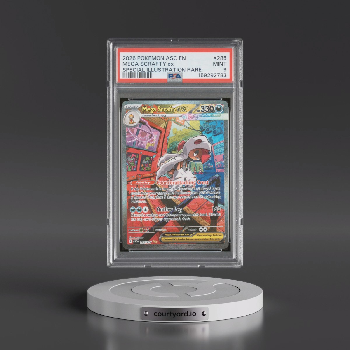2026 Pokémon Asc EN-Ascended Heroes #285 Mega Scrafty EX - Holo Special Illustration Rare (PSA 9 MINT)