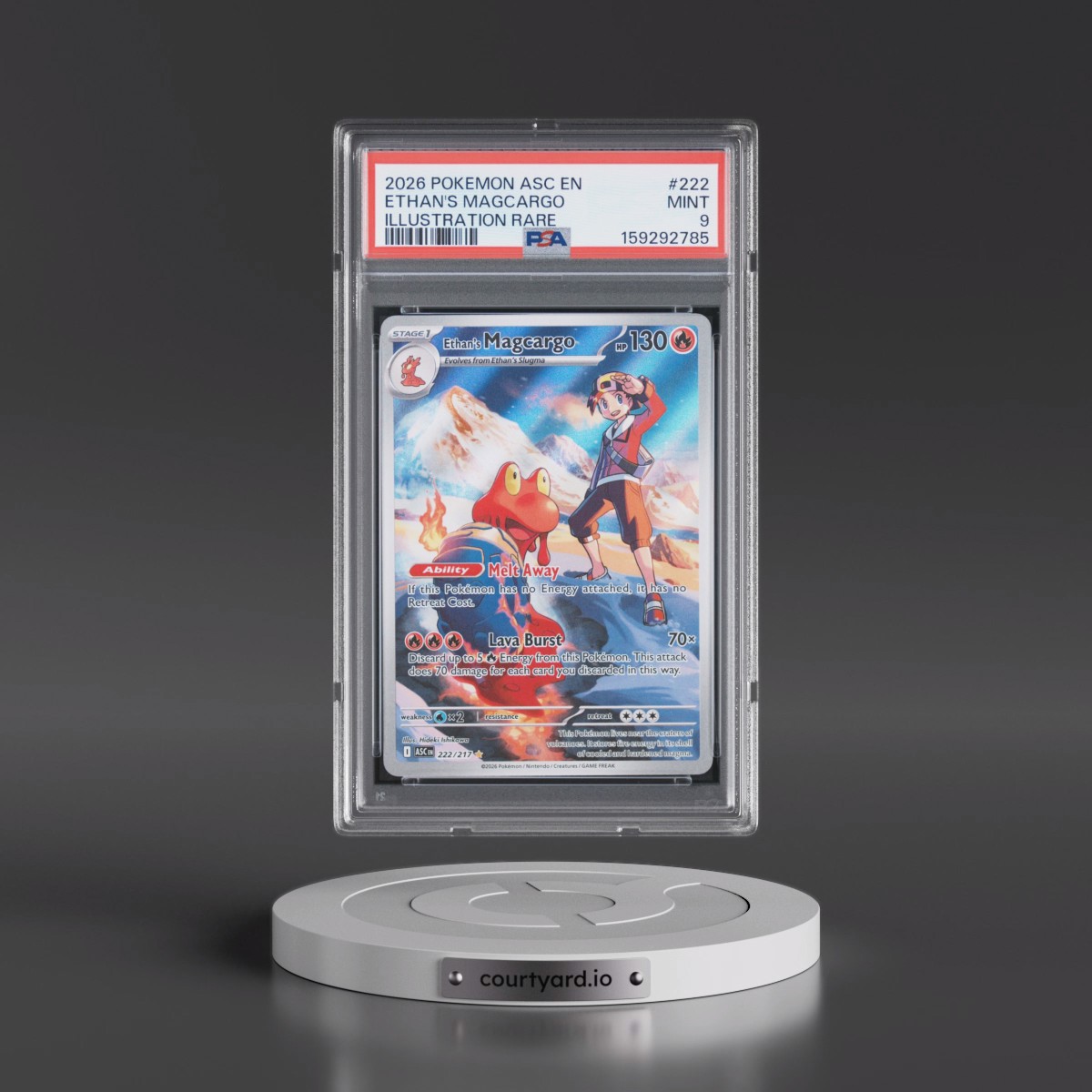 2026 Pokémon Asc EN-Ascended Heroes #222 Ethan's Magcargo - Illustration Rare (PSA 9 MINT)