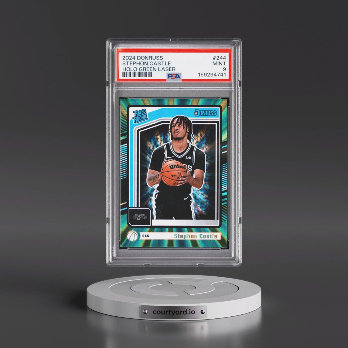 2024 Panini Donruss #244 Stephon Castle - Holo Green Laser (PSA 9 MINT)