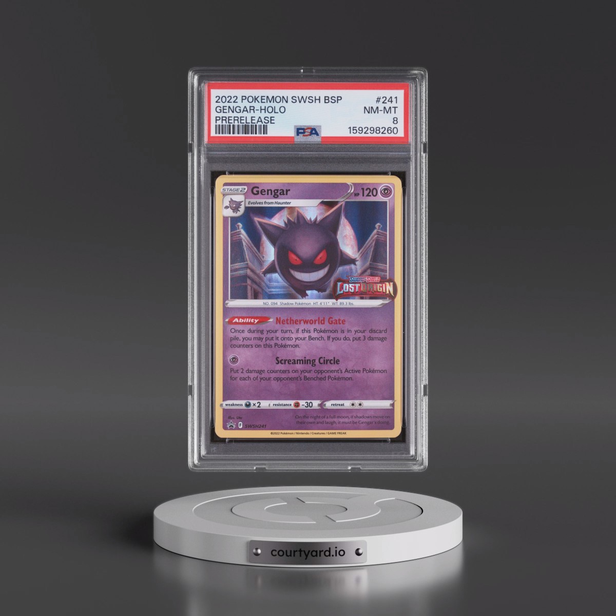 2022 Pokémon Swsh Black Star Promo #241 Gengar - Holo Prerelease (PSA 8 NM-MT)