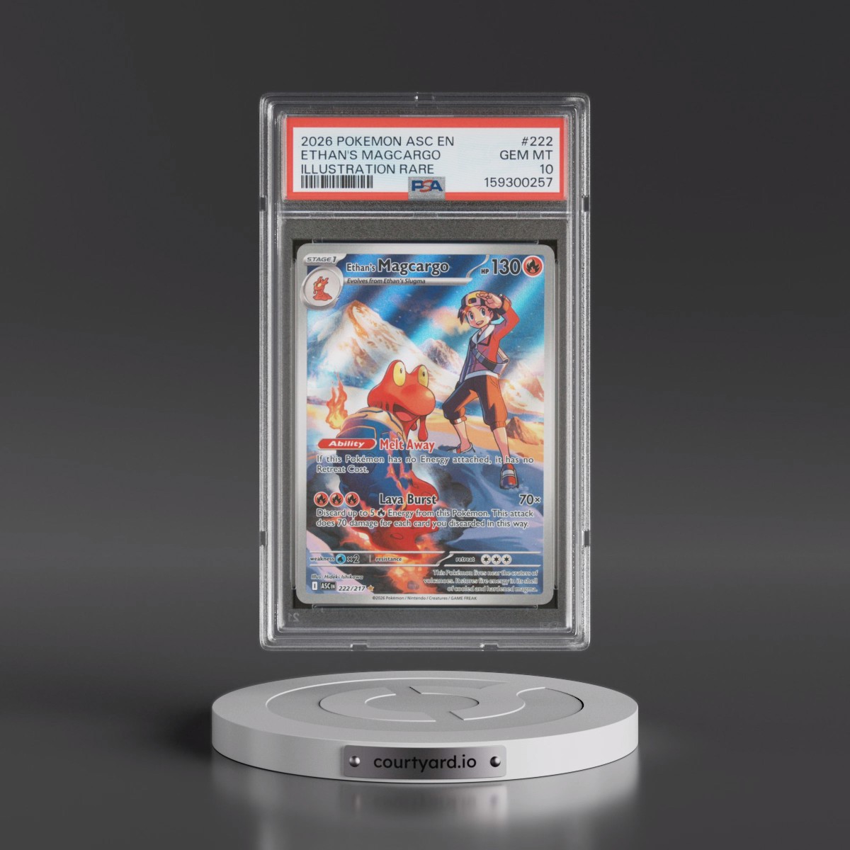 2026 Pokémon Asc EN-Ascended Heroes #222 Ethan's Magcargo - Illustration Rare (PSA 10 GEM MINT)