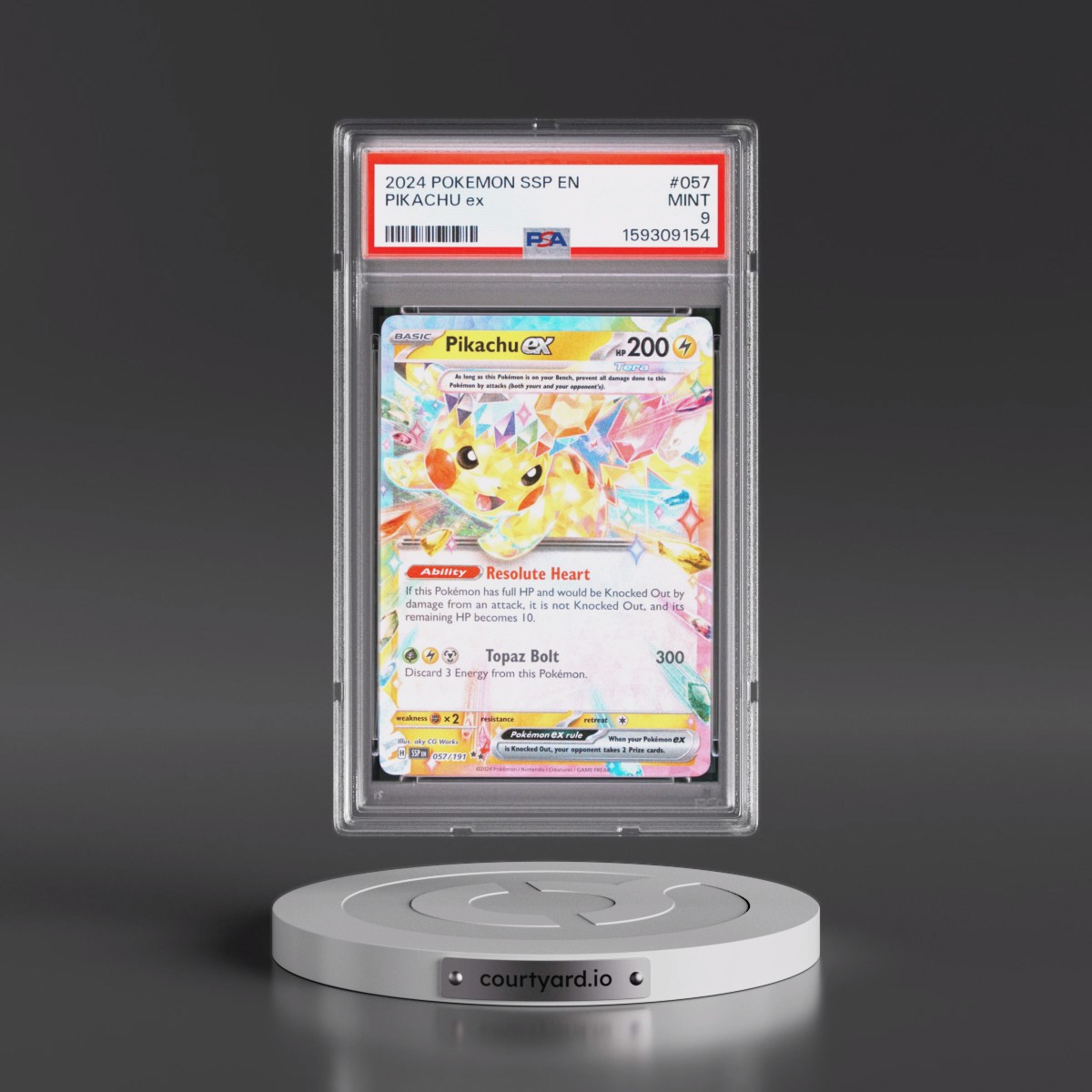2024 Pokémon Ssp EN-Surging Sparks #057 Pikachu EX - Holo (PSA 9 MINT)