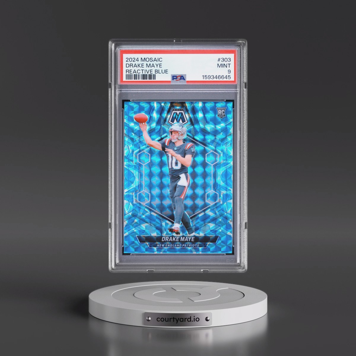 2024 Panini Mosaic #303 Drake Maye - Reactive Blue (PSA 9 MINT)