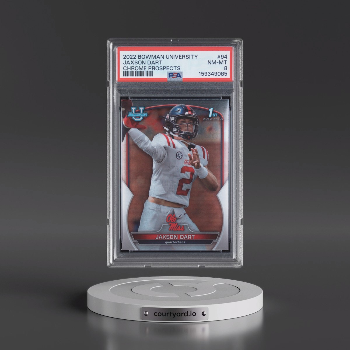 2022 Bowman University Chrome Prospects #94 Jaxson Dart (PSA 8 NM-MT)