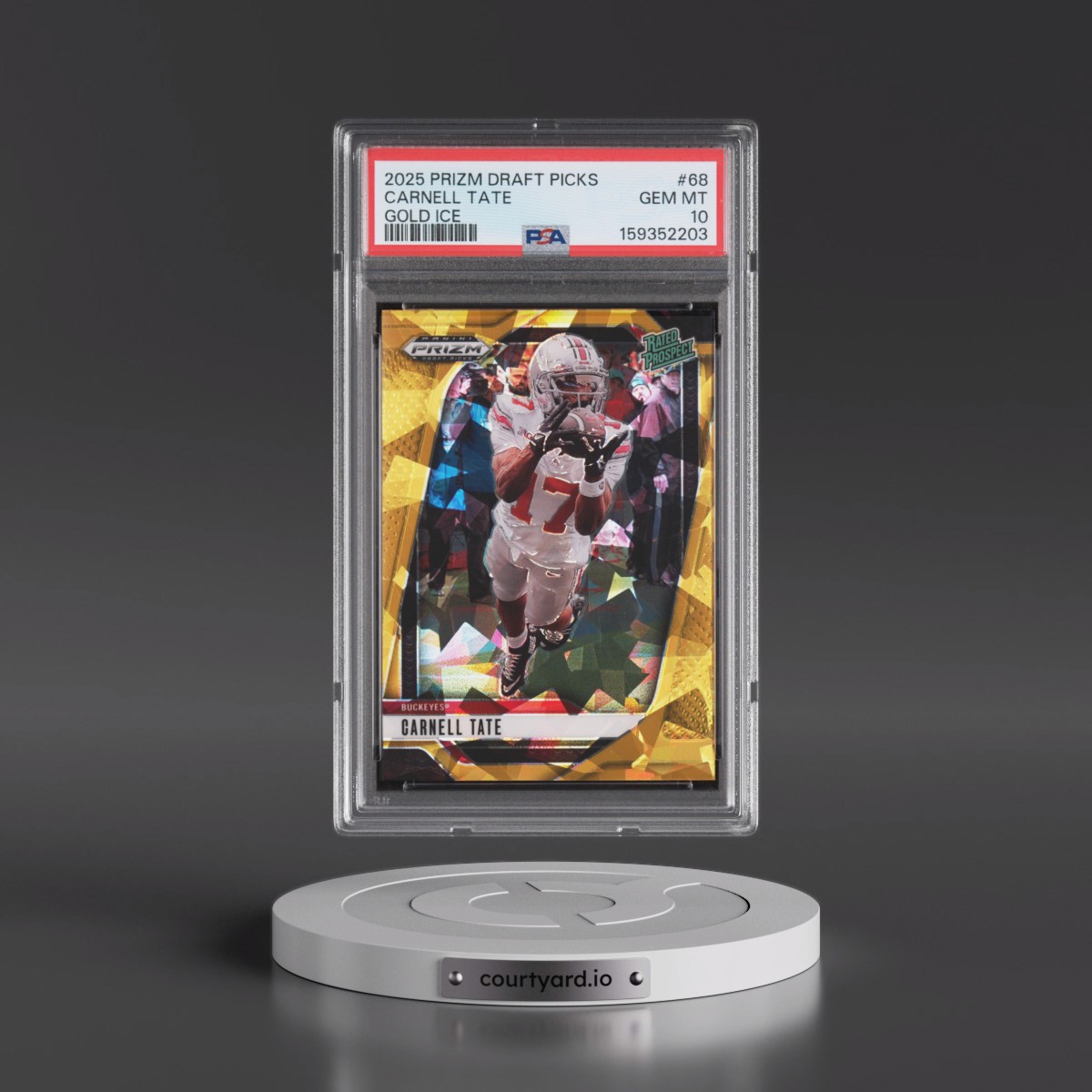 2025 Panini Prizm Draft Picks Carnell Tate - Gold Ice #68 PSA 10