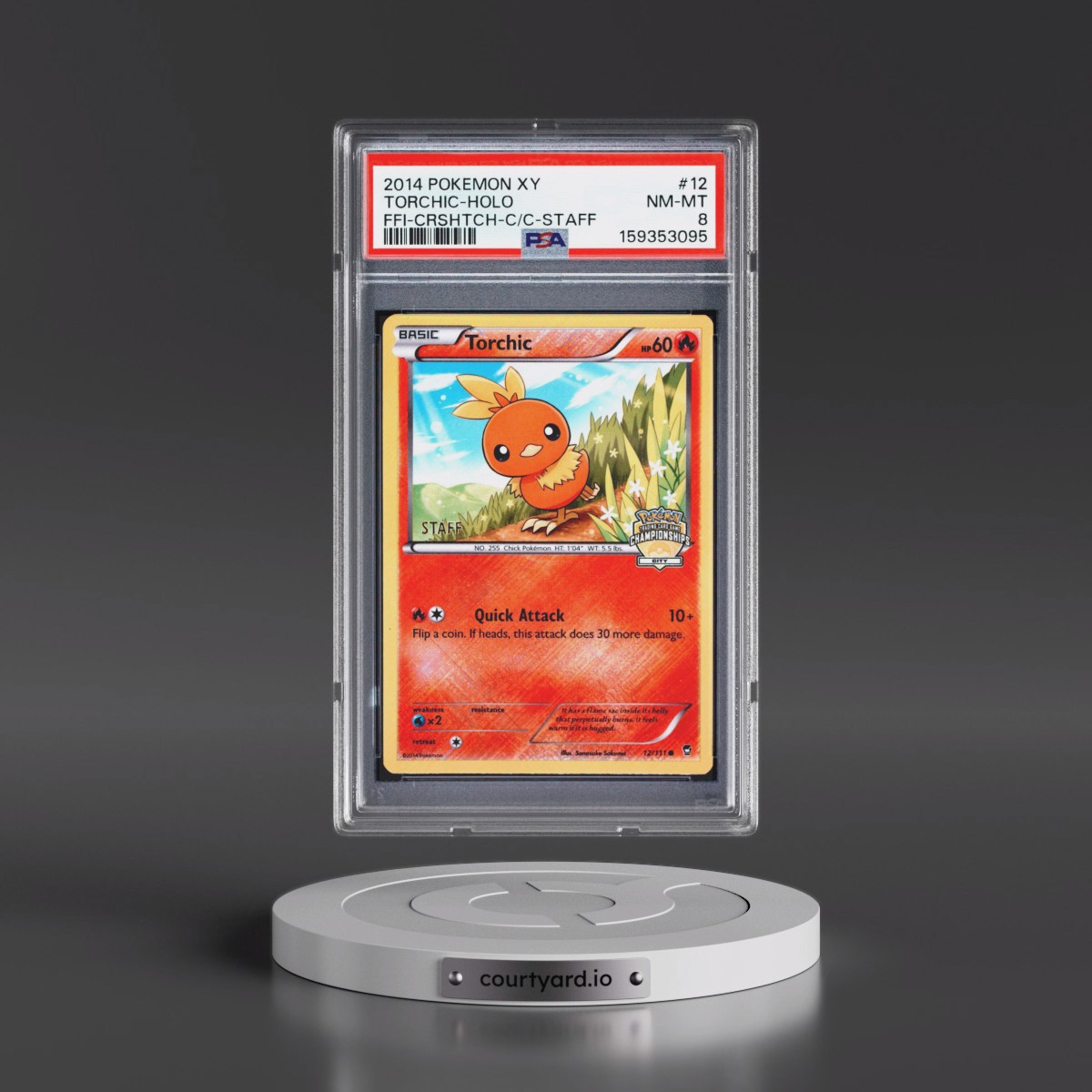 2014 Pokémon XY Furious Fists #12 Torchic - Holo Crosshatch-2014 City Championships-Staff (PSA 8 NM-MT)