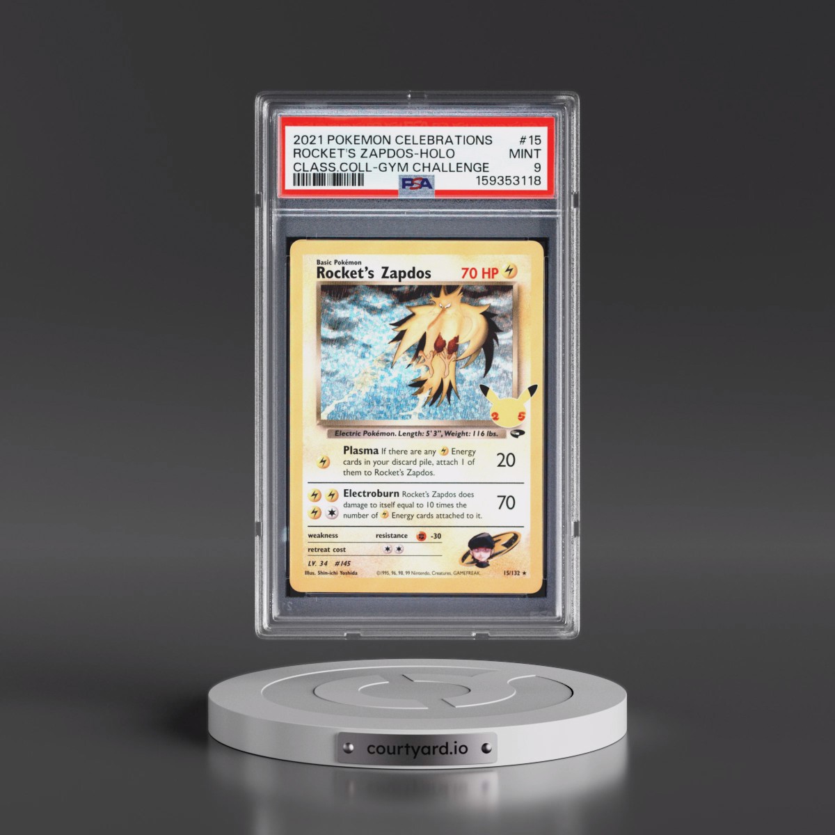 2021 Pokémon Celebrations Classic Collection #15 Rocket's Zapdos - Holo (PSA 9 MINT)