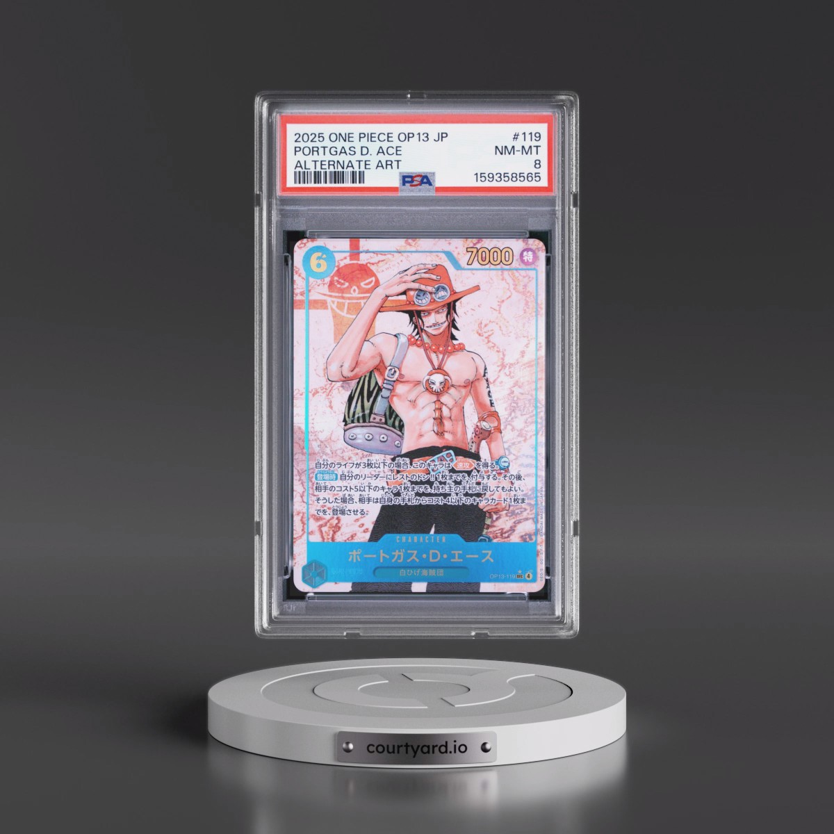 2025 One Piece Japanese OP13-Carrying on His Will #119 Portgas D. Ace - Alternate Art (PSA 8 NM-MT)