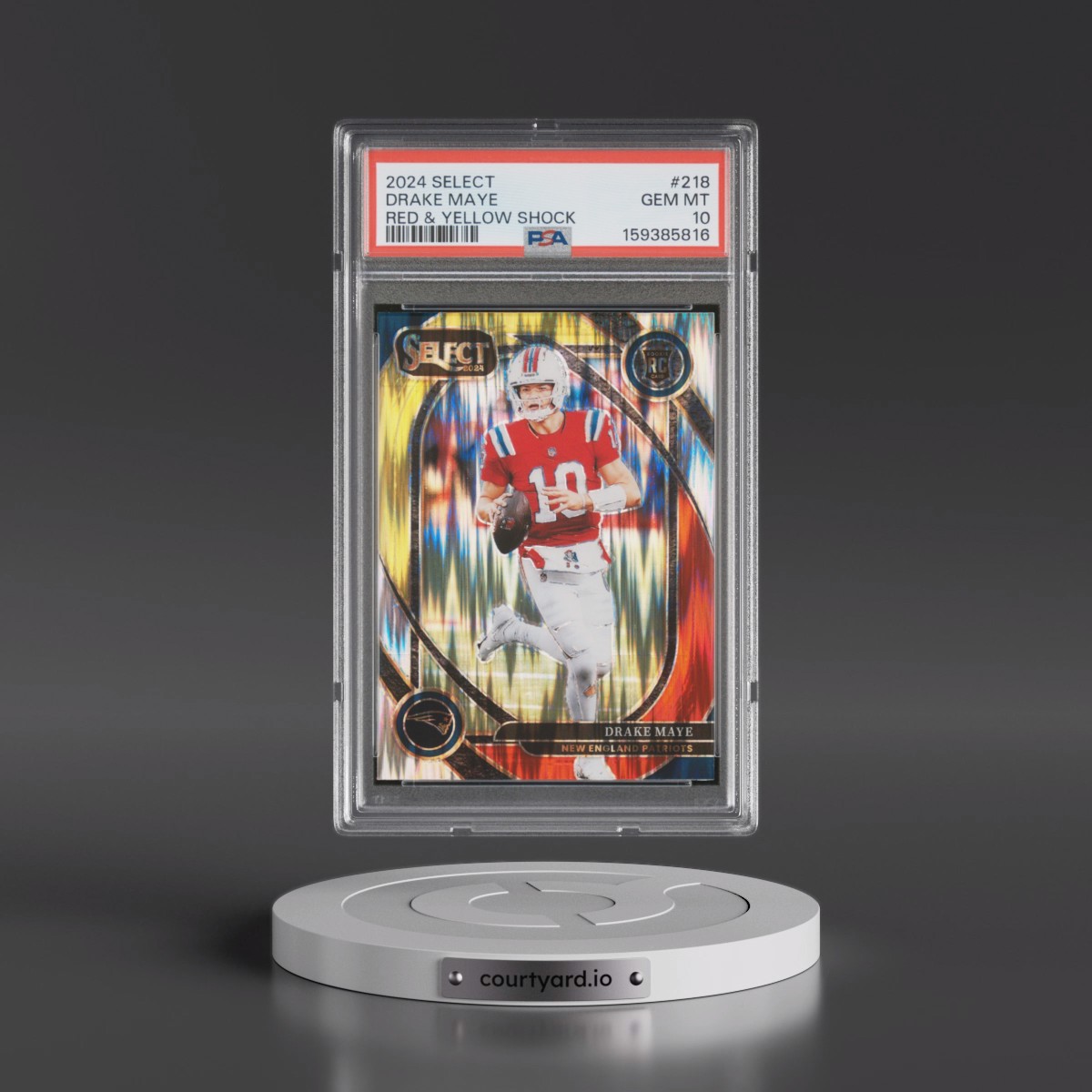 2024 Panini Select #218 Drake Maye - Red & Yellow Shock (PSA 10 GEM MINT)