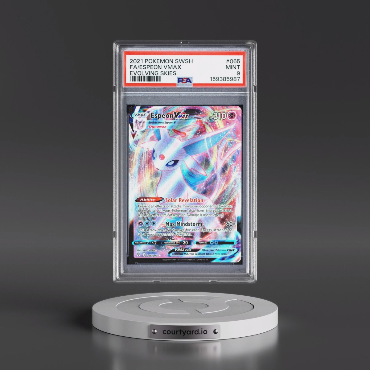 2021 Pokémon Sword & Shield Evolving Skies #065 Espeon Vmax - Full Art (PSA 9 MINT)