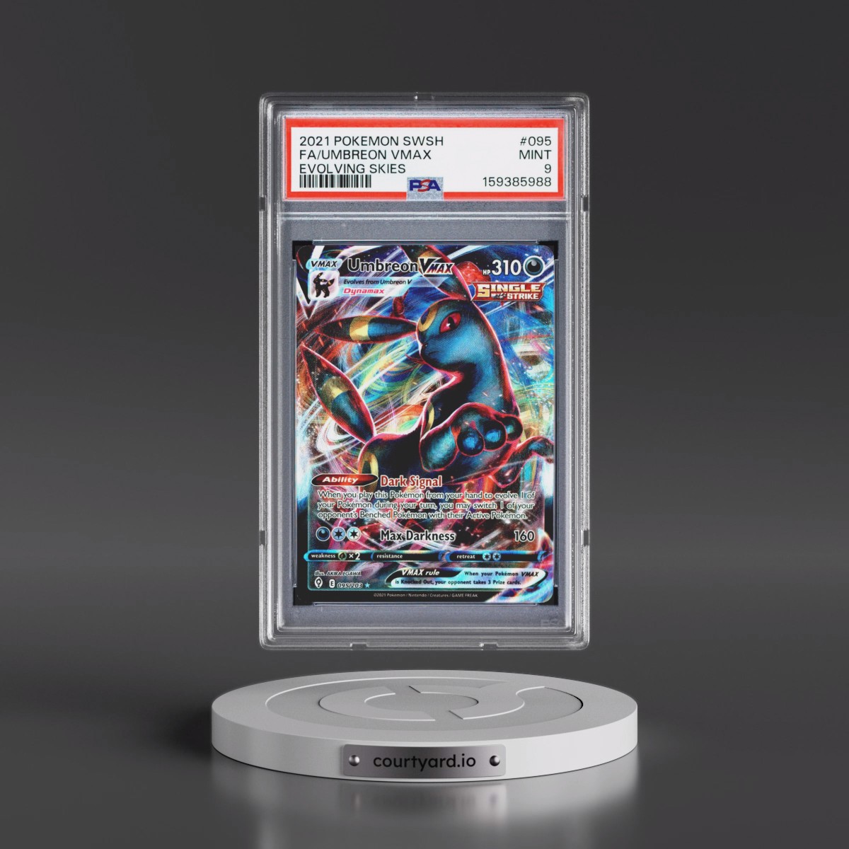 2021 Pokémon Sword & Shield Evolving Skies #095 Umbreon Vmax - Full Art (PSA 9 MINT)