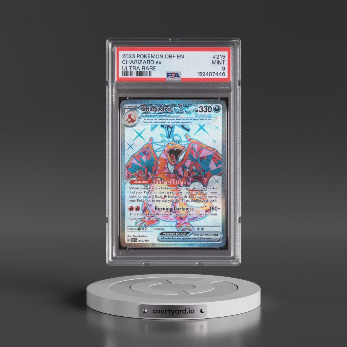 2023 Pokémon Obf EN-Obsidian Flames #215 Charizard EX - Holo Ultra Rare (PSA 9 MINT)