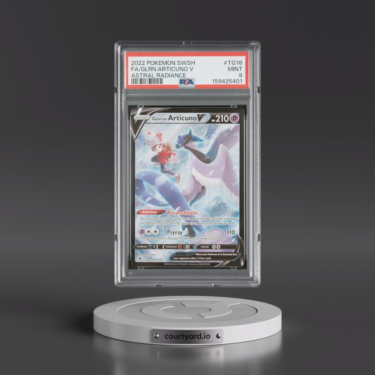 2022 Pokémon Sword & Shield Astral Radiance #TG16 Galarian Articuno V - Holo Full Art (PSA 9 MINT)