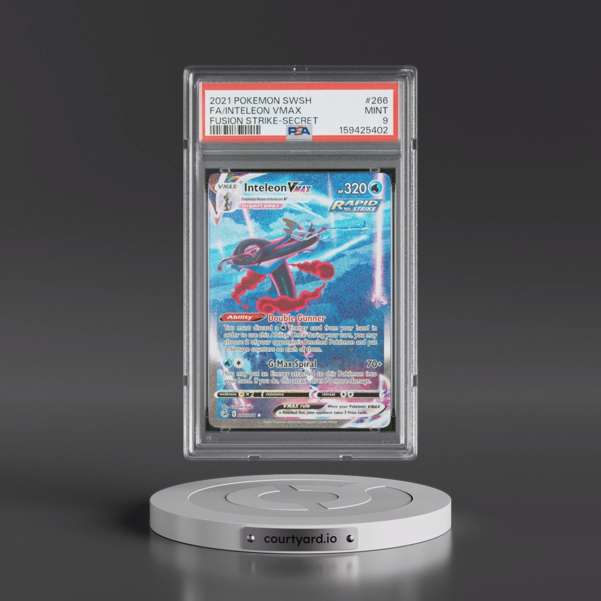 2021 Pokémon Sword & Shield Fusion Strike #266 Inteleon Vmax - Full Art Secret (PSA 9 MINT)
