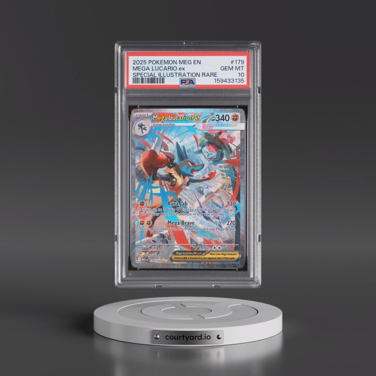 2025 Pokémon Meg EN-Mega Evolution #179 Mega Lucario EX - Holo Special Illustration Rare (PSA 10 GEM MINT)