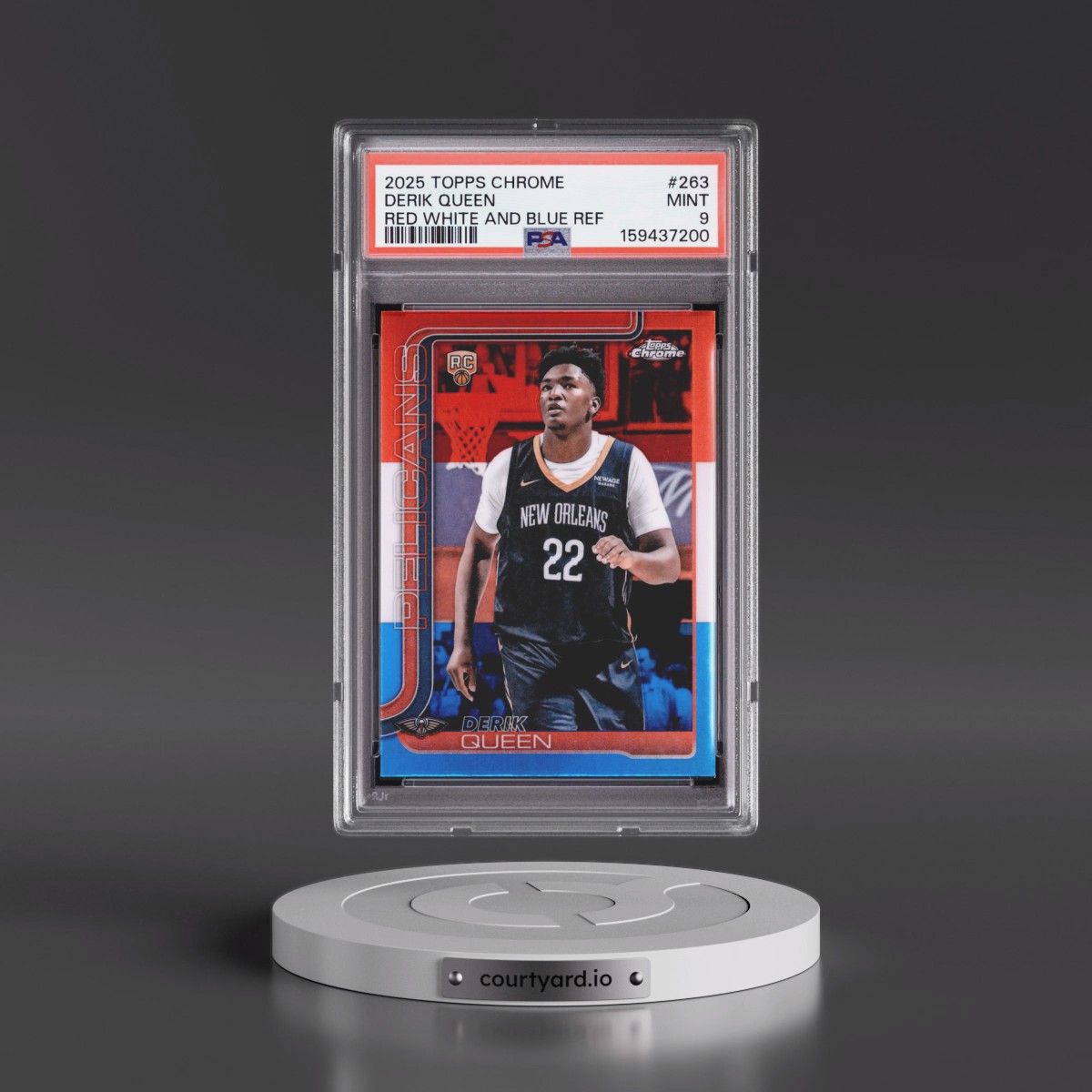 2025 Topps Chrome #263 Derik Queen - Red White and Blue Refractor (PSA 9 MINT)