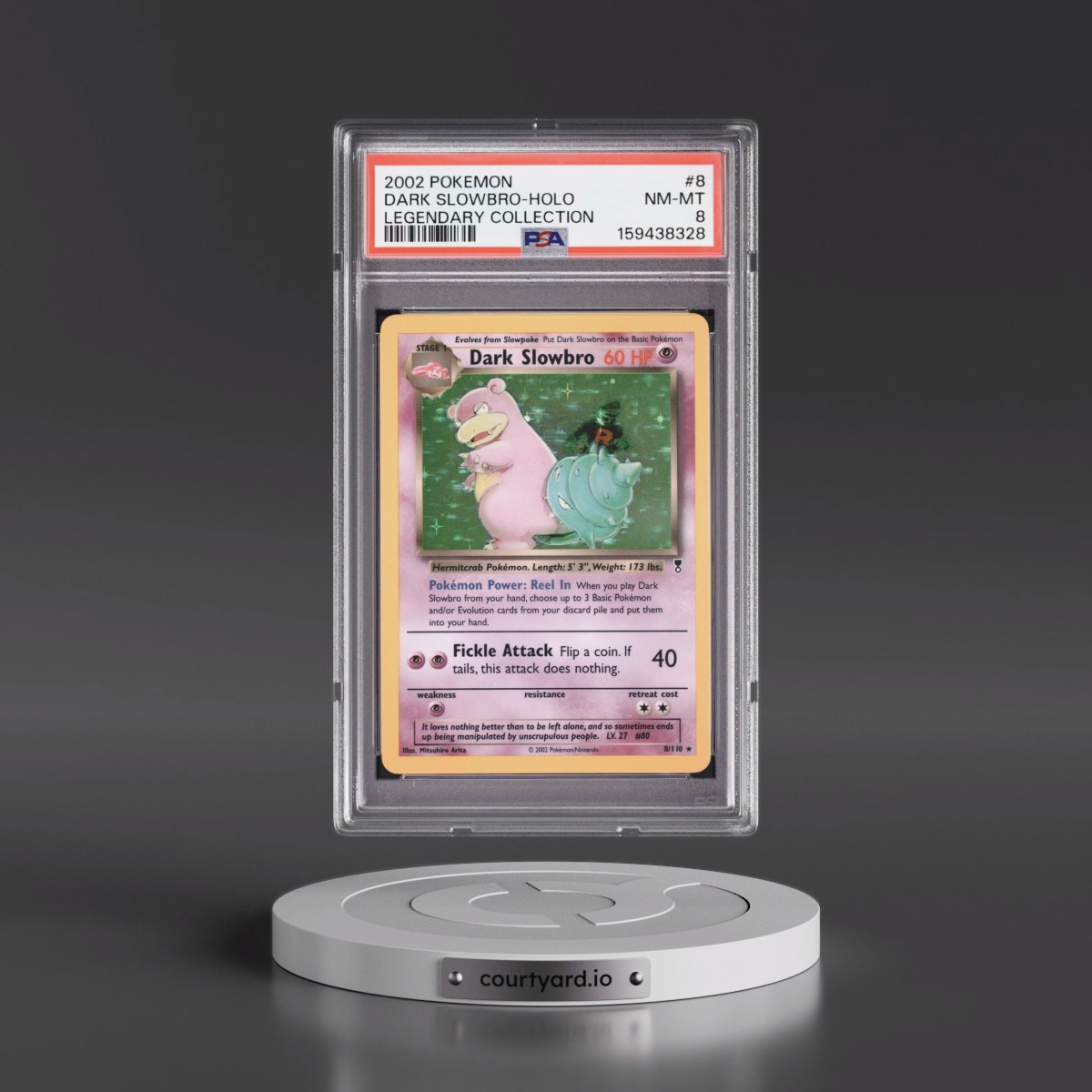 2002 Pokémon Legendary Collection #8 Dark Slowbro - Holo (PSA 8 NM-MT)