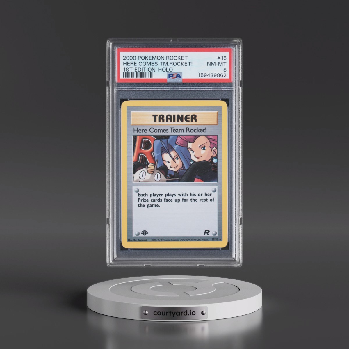 2000 Pokémon Rocket #15 Here Comes Team Rocket! - 1st Edition Holo (PSA 8 NM-MT)