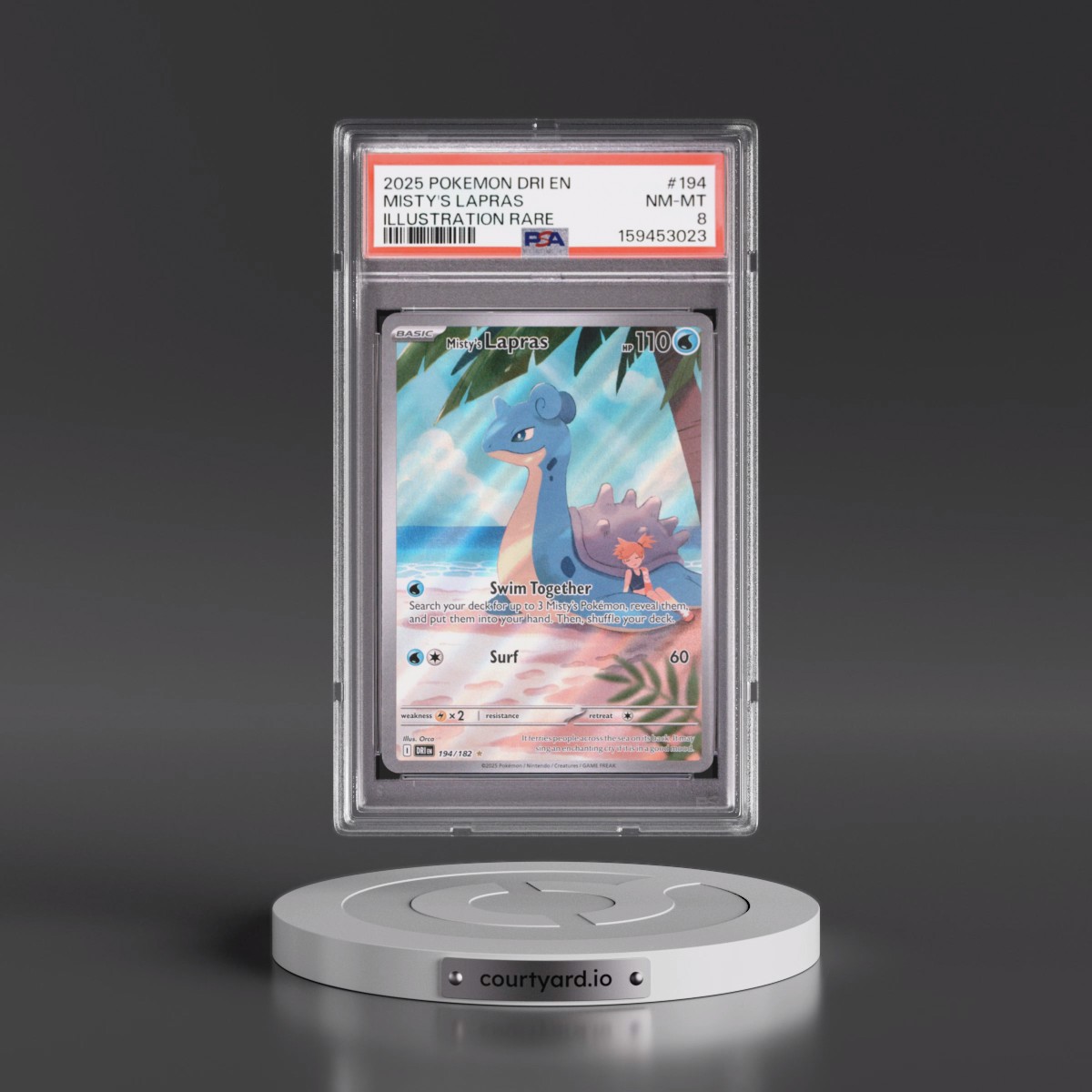 2025 Pokémon Dri EN-Destined Rivals #194 Misty's Lapras - Illustration Rare (PSA 8 NM-MT)