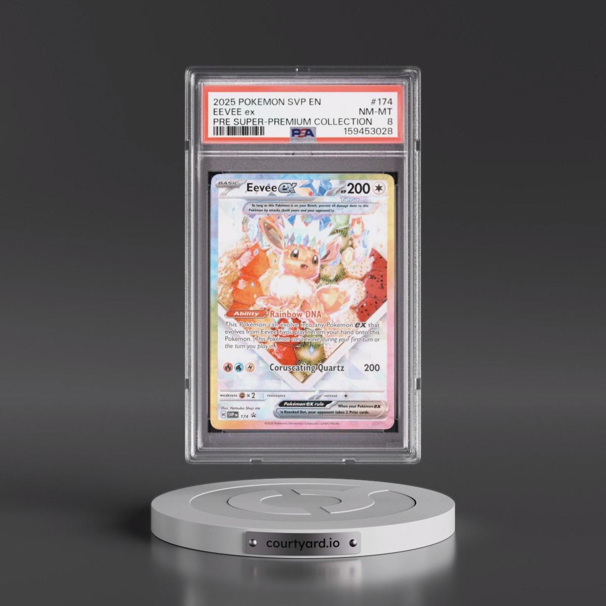 2025 Pokémon Svp EN-SV Black Star Promo #174 Eevee EX - Holo Prismatic Evolutions Super-Premium Collection (PSA 8 NM-MT)