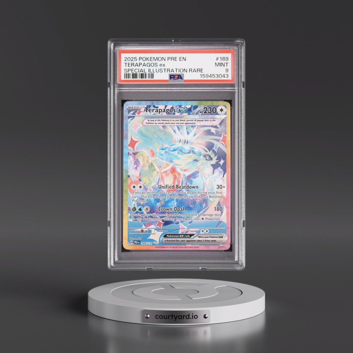 2025 Pokémon Pre EN-Prismatic Evolutions #169 Terapagos EX - Holo Special Illustration Rare (PSA 9 MINT)