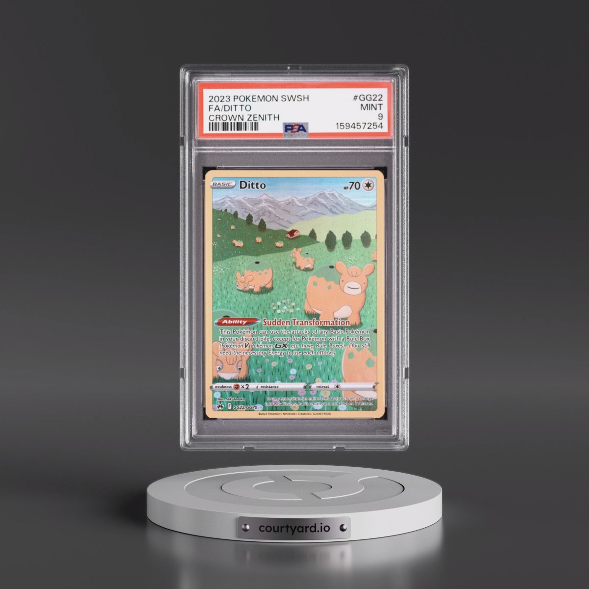 2023 Pokémon Sword and Shield Crown Zenith #GG22 Ditto - Full Art (PSA 9 MINT)