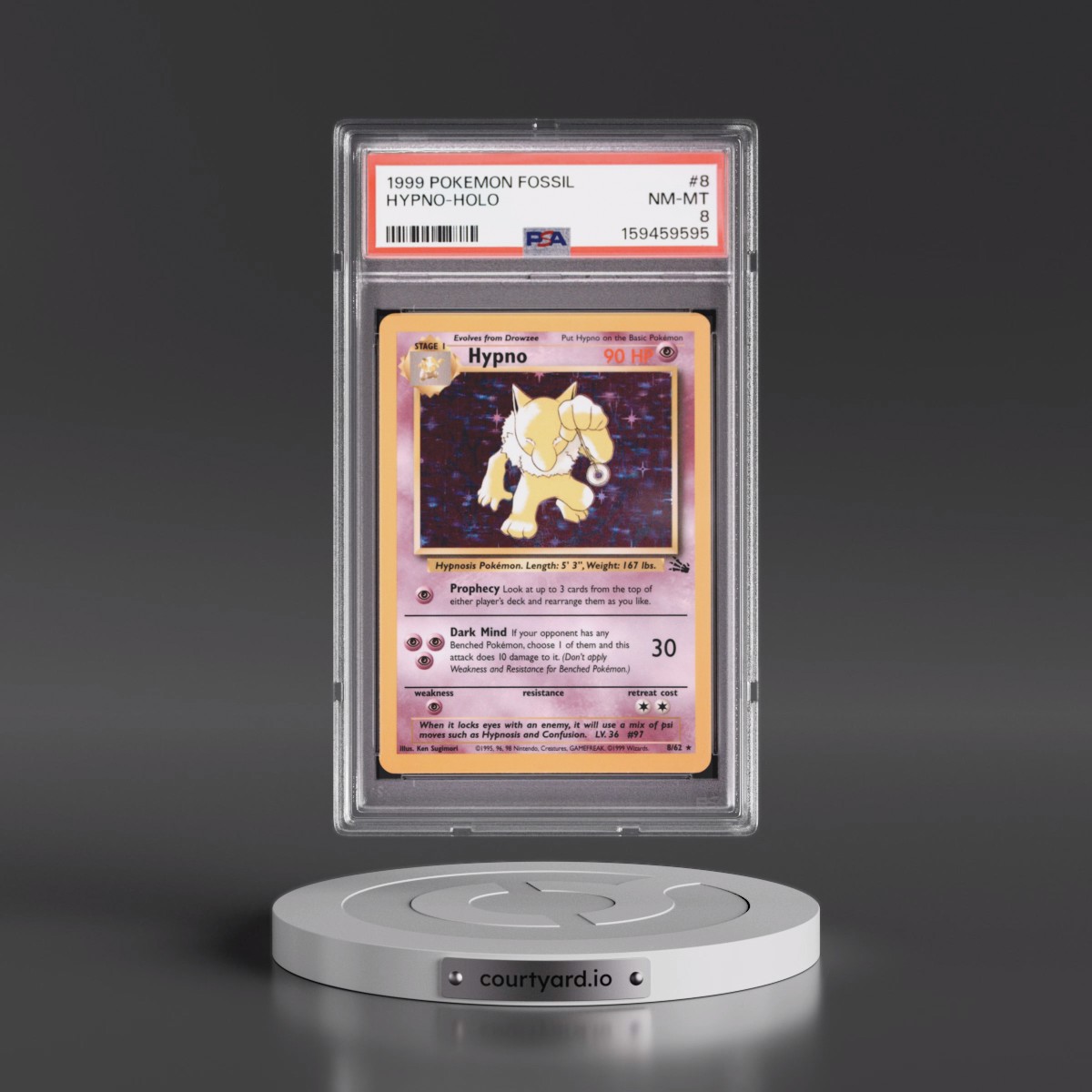 1999 Pokémon Fossil #8 Hypno - Holo (PSA 8 NM-MT)
