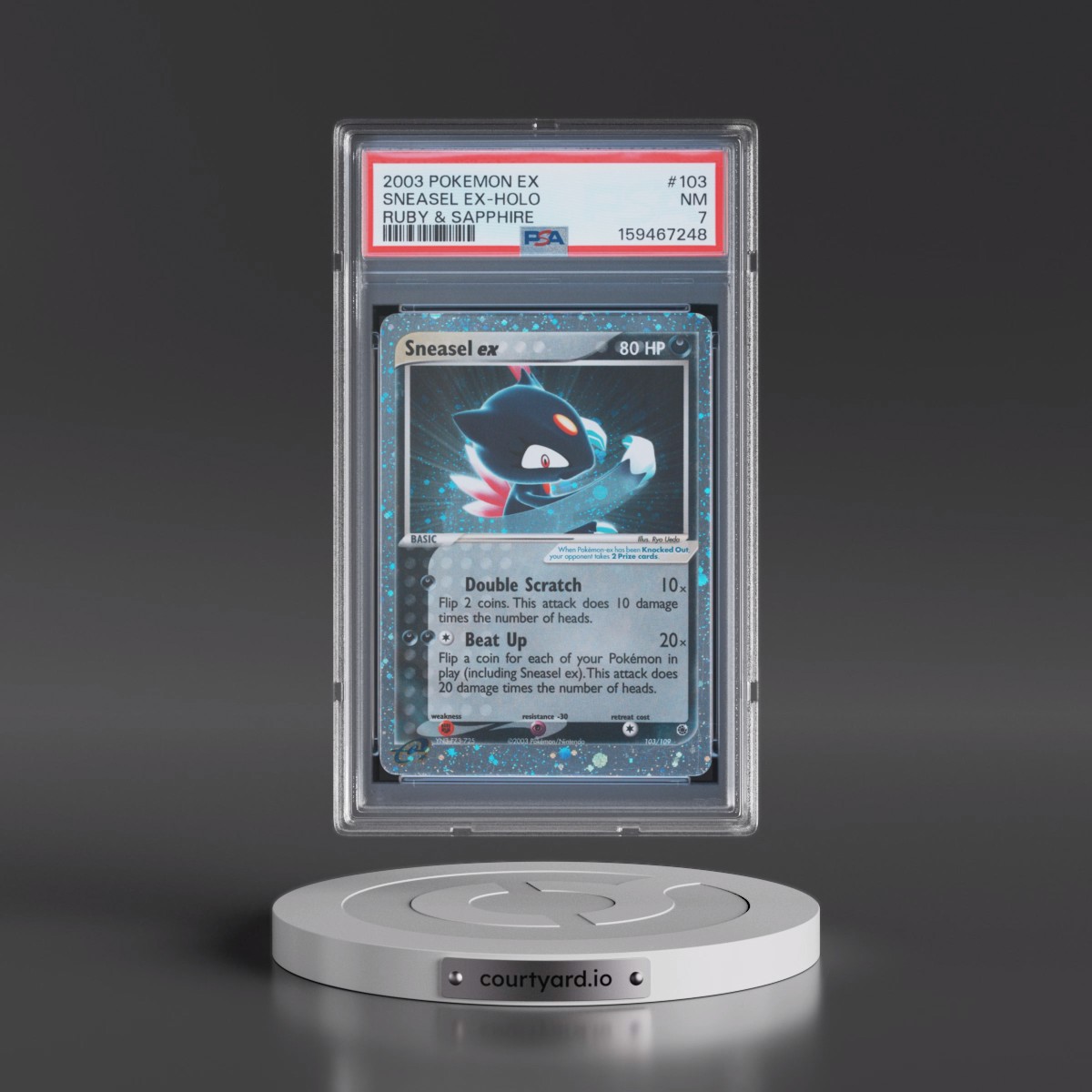 2003 Pokémon EX Ruby & Sapphire #103 Sneasel EX - Holo Holo (PSA 7 NM)