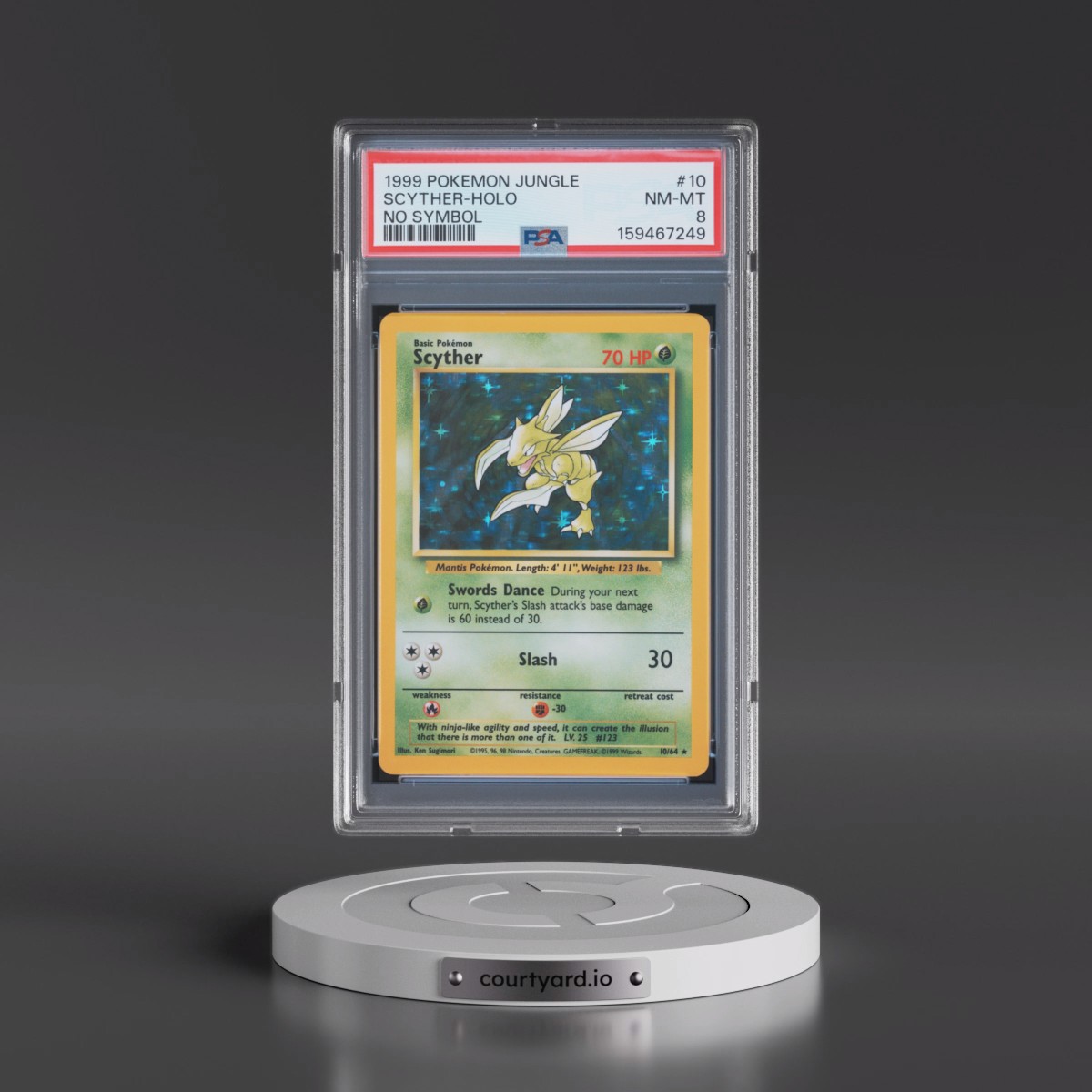 1999 Pokémon Jungle #10 Scyther - Holo No Symbol (PSA 8 NM-MT)