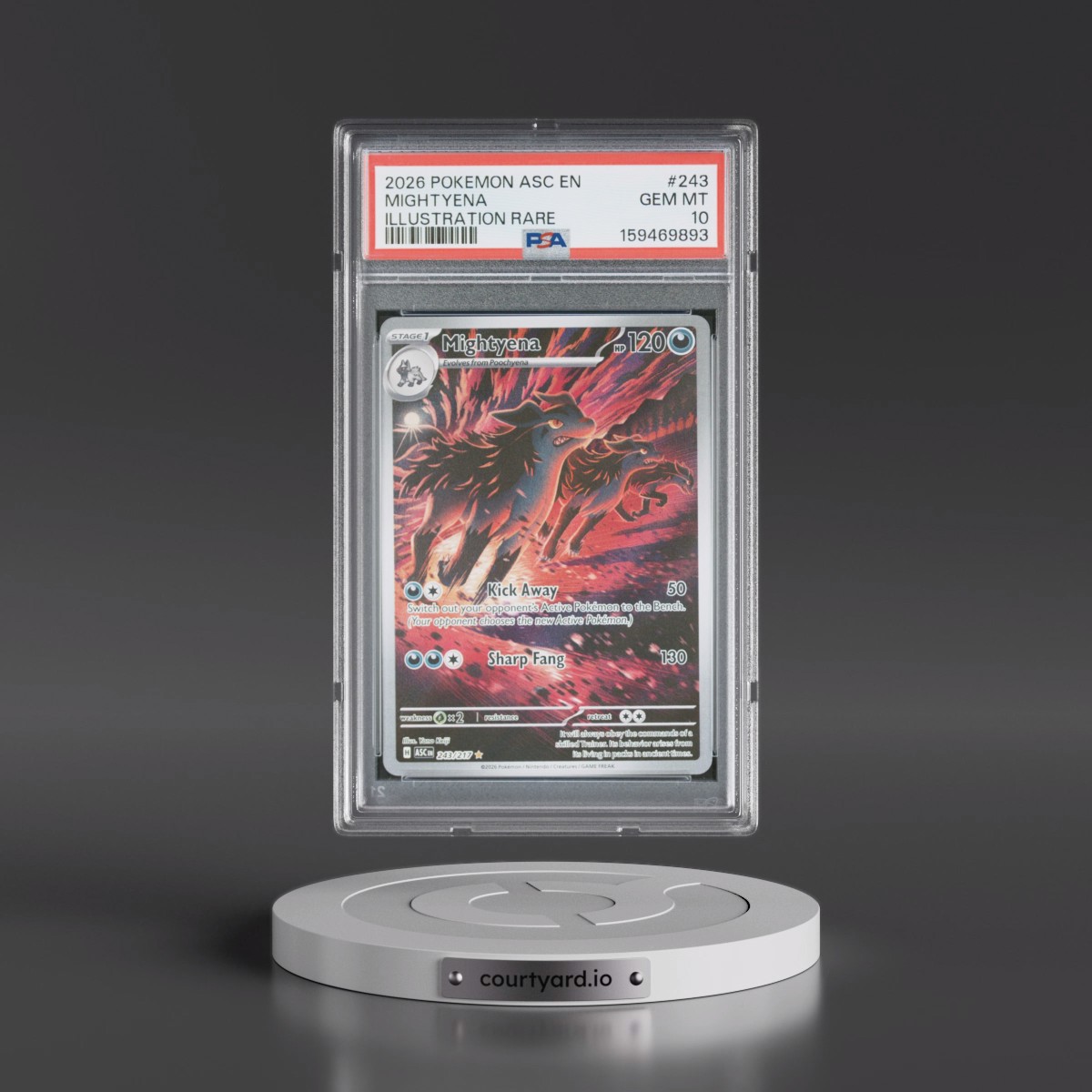 2026 Pokémon Asc EN-Ascended Heroes #243 Mightyena - Illustration Rare (PSA 10 GEM MINT)