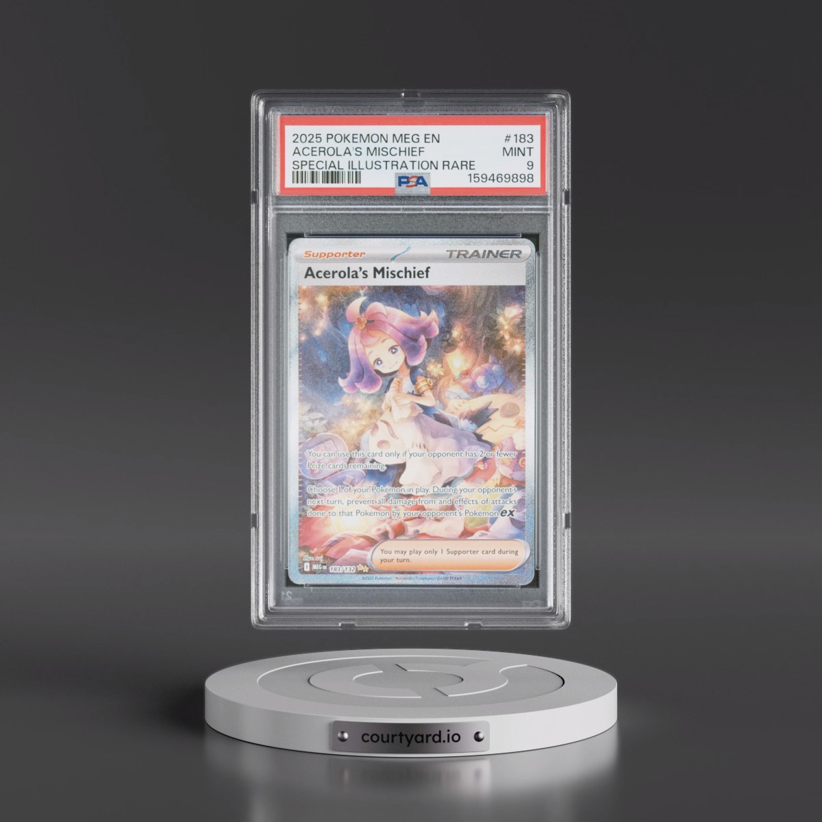 2025 Pokémon Meg EN-Mega Evolution #183 Acerola's Mischief - Special Illustration Rare (PSA 9 MINT)