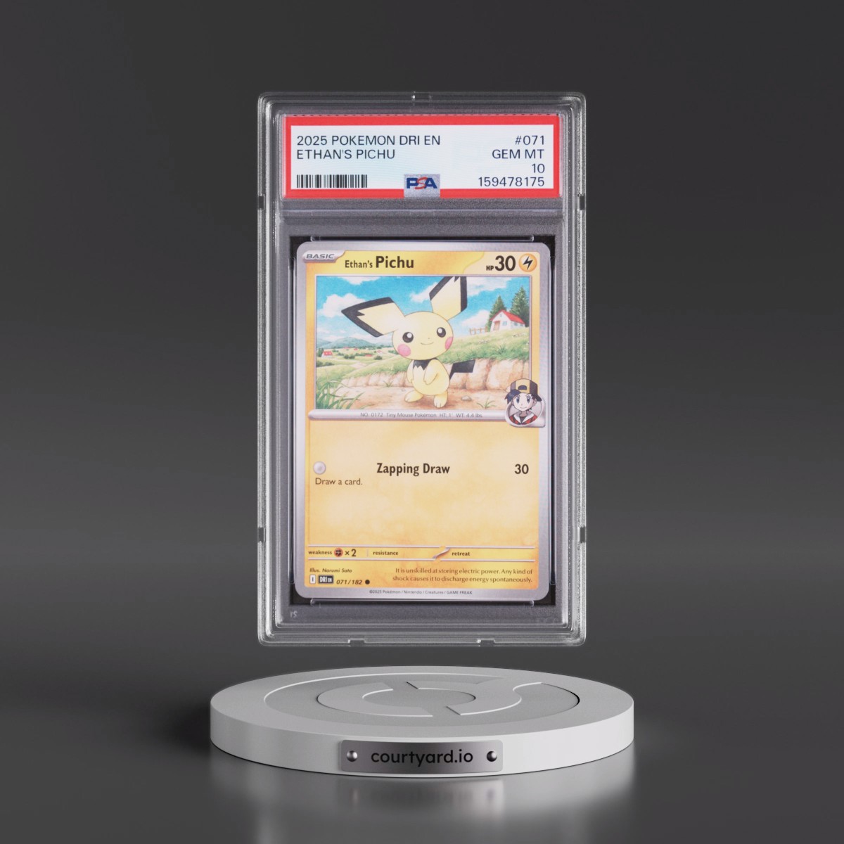 2025 Pokémon Dri EN-Destined Rivals #071 Ethan's Pichu (PSA 10 GEM MINT)