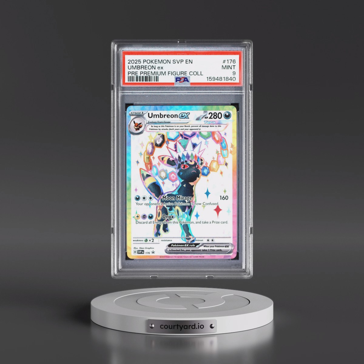 2025 Pokémon Svp EN-SV Black Star Promo #176 Umbreon EX - Holo Prismatic Evolutions Premium Figure Collection (PSA 9 MINT)