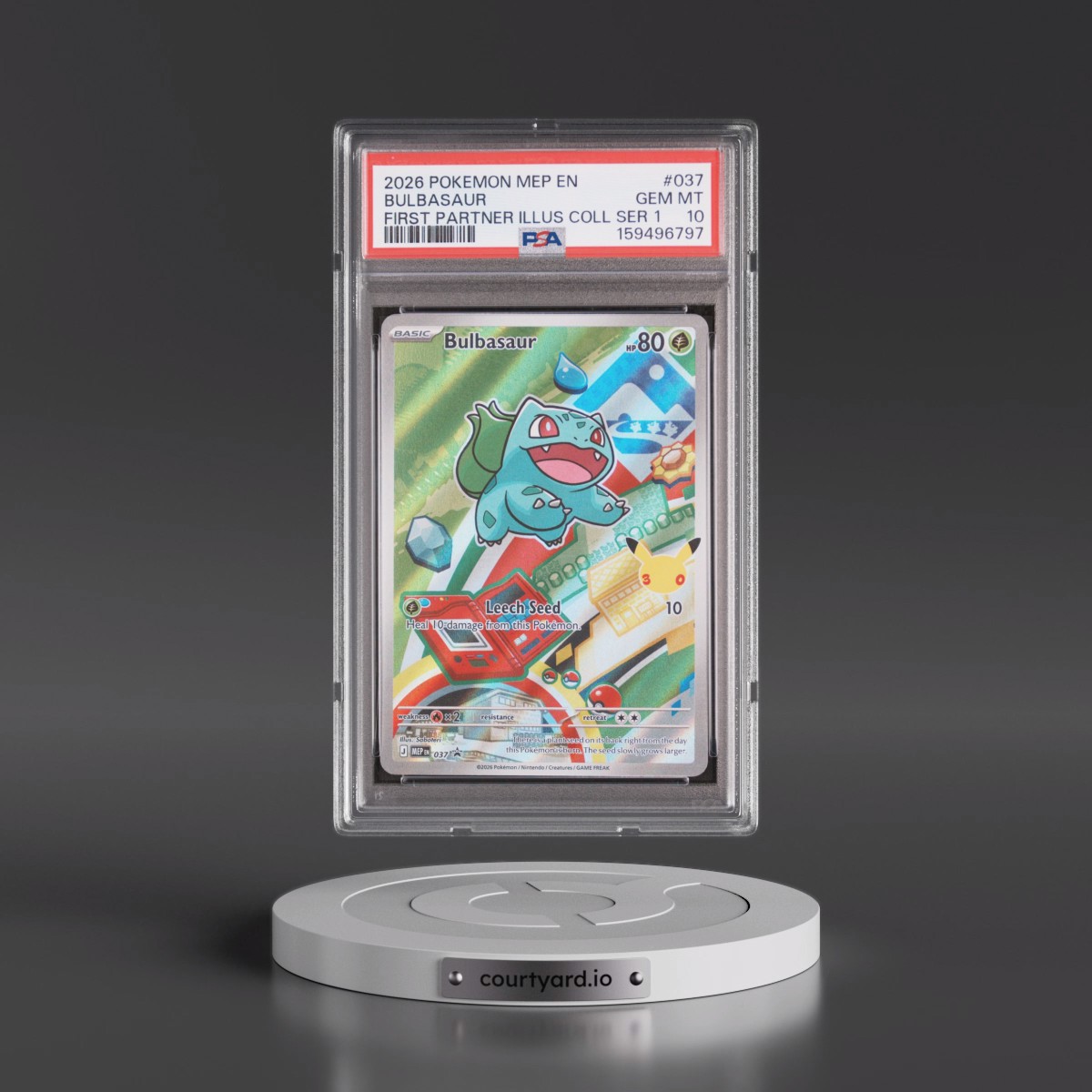 2026 Pokémon Mep EN-Me Black Star Promo #037 Bulbasaur - First Partner Illustration Collection Series 1 (PSA 10 GEM MINT)