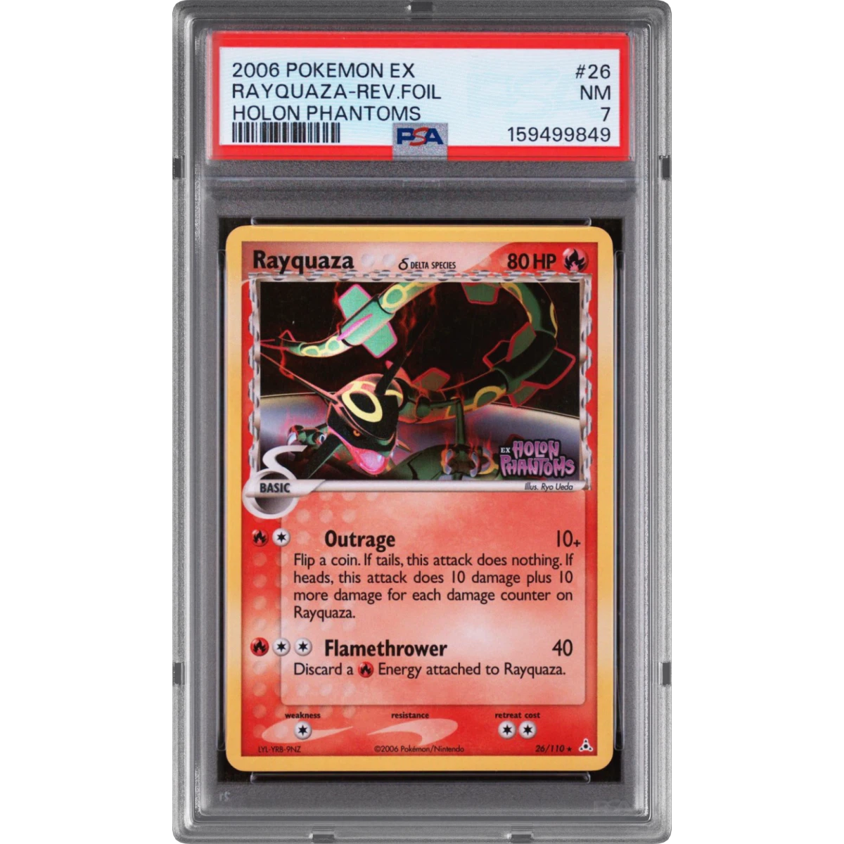 2006 Pokémon EX Holon Phantoms #26 Rayquaza - Reverse Foil (PSA 7 NM)