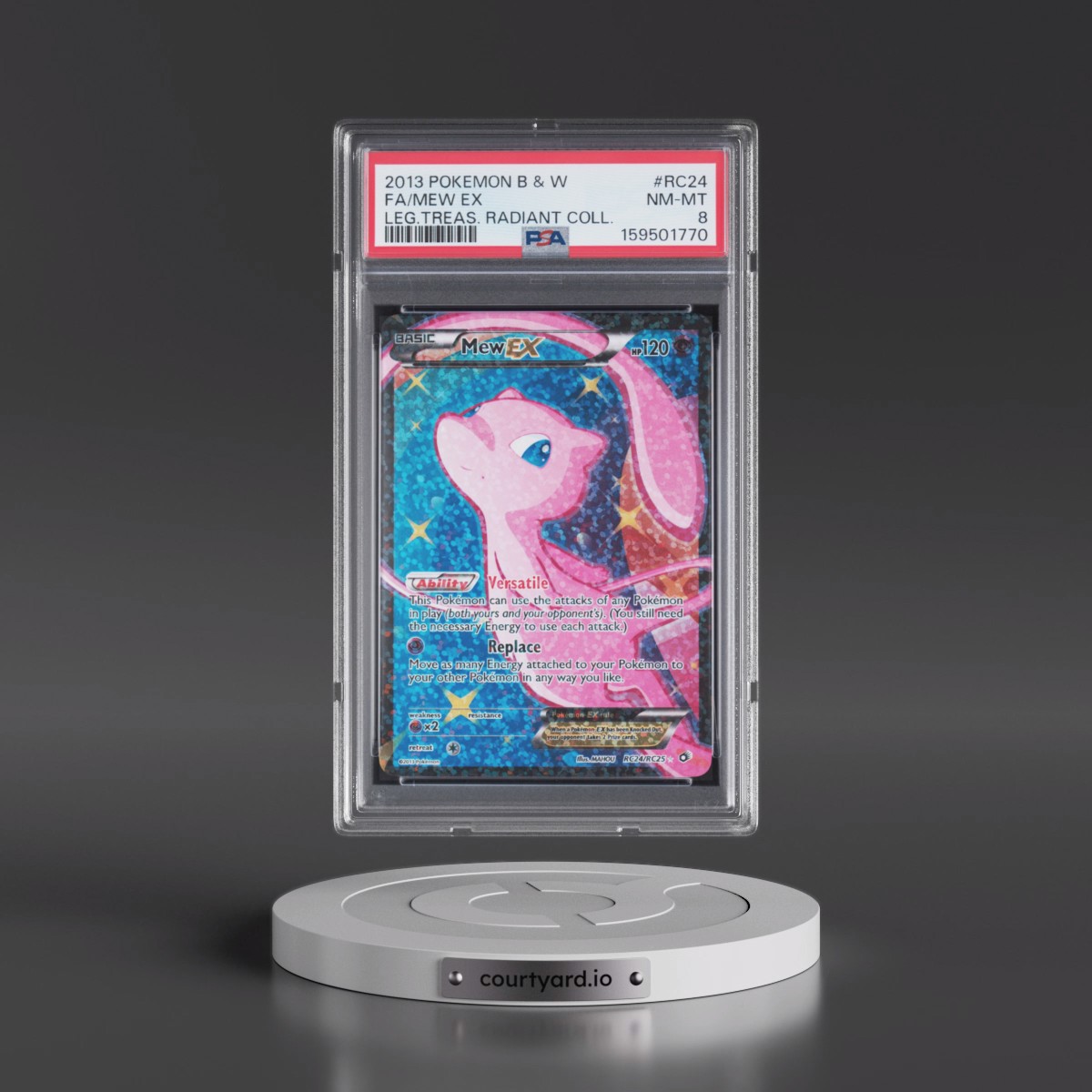 2013 Pokémon Black & White Legendary Treasures Radiant Collection #RC24 Mew EX - Holo Full Art (PSA 8 NM-MT)