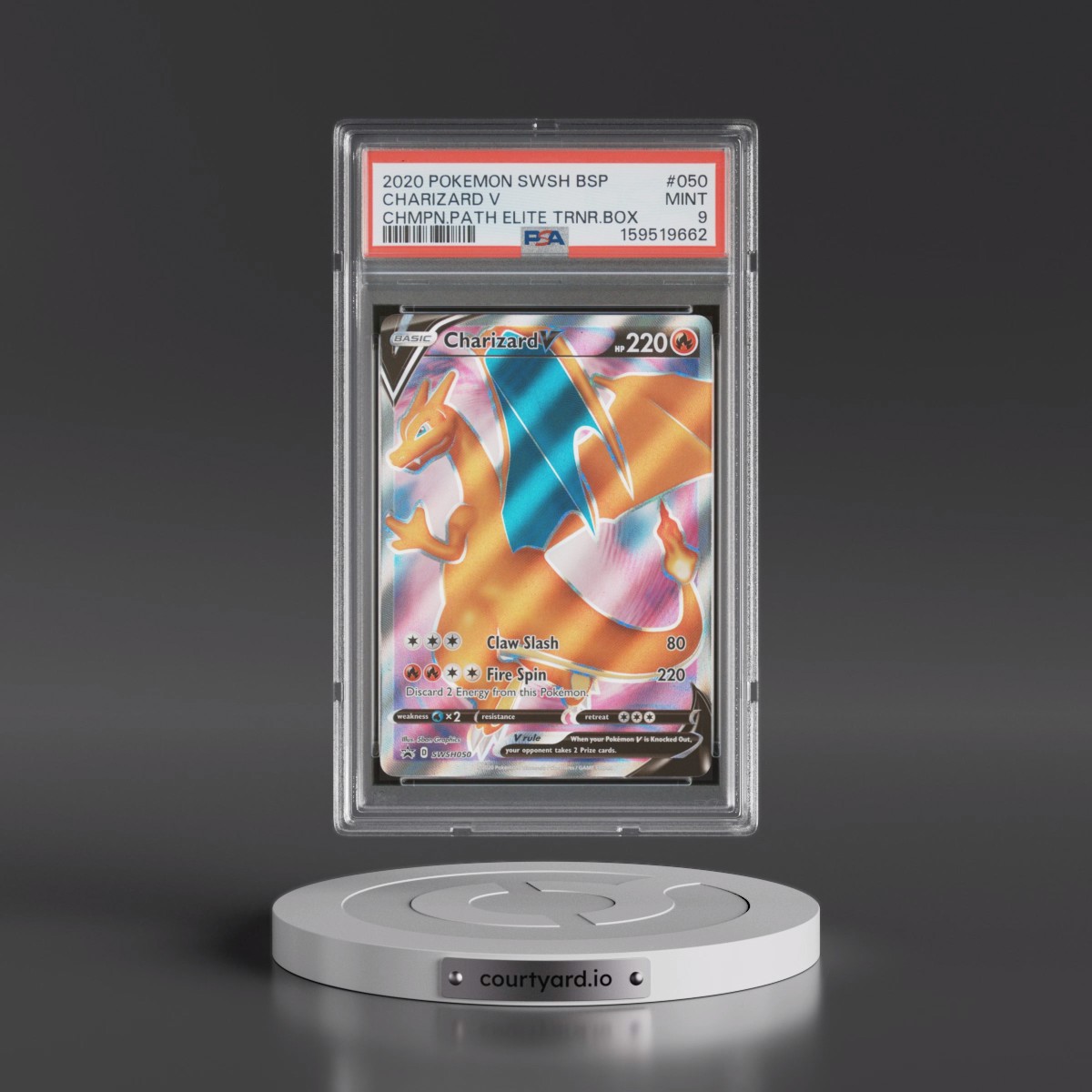 2020 Pokémon Swsh Black Star Promo #050 Charizard V - Holo Champion's Path Elite Trainer Box (PSA 9 MINT)