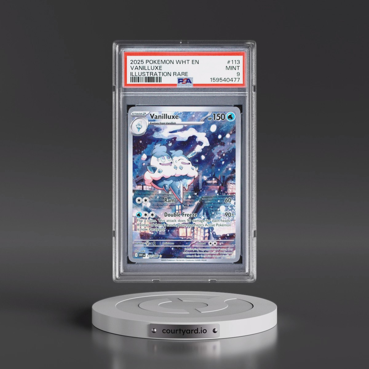 2025 Pokémon Wht EN-White Flare #113 Vanilluxe - Illustration Rare (PSA 9 MINT)