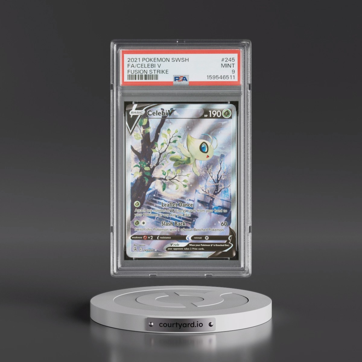 2021 Pokémon Sword & Shield Fusion Strike #245 Celebi V - Holo Full Art (PSA 9 MINT)