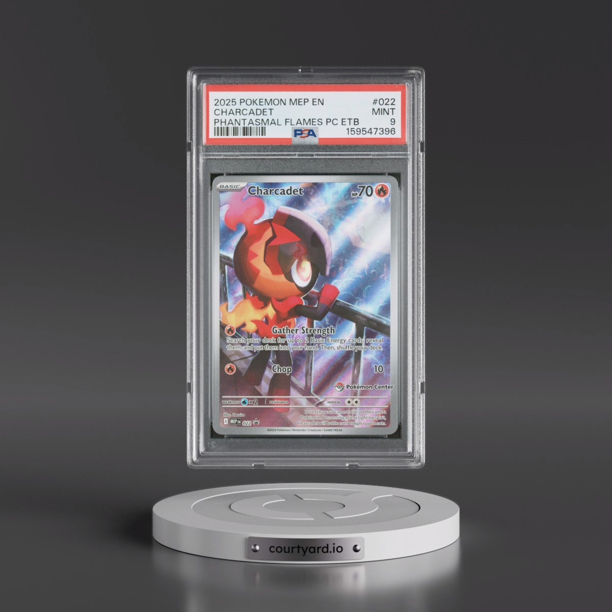 2025 Pokémon Mep EN-Me Black Star Promo #022 Charcadet - Phantasmal Flames Pokemon Center Elite Trainer Box (PSA 9 MINT)
