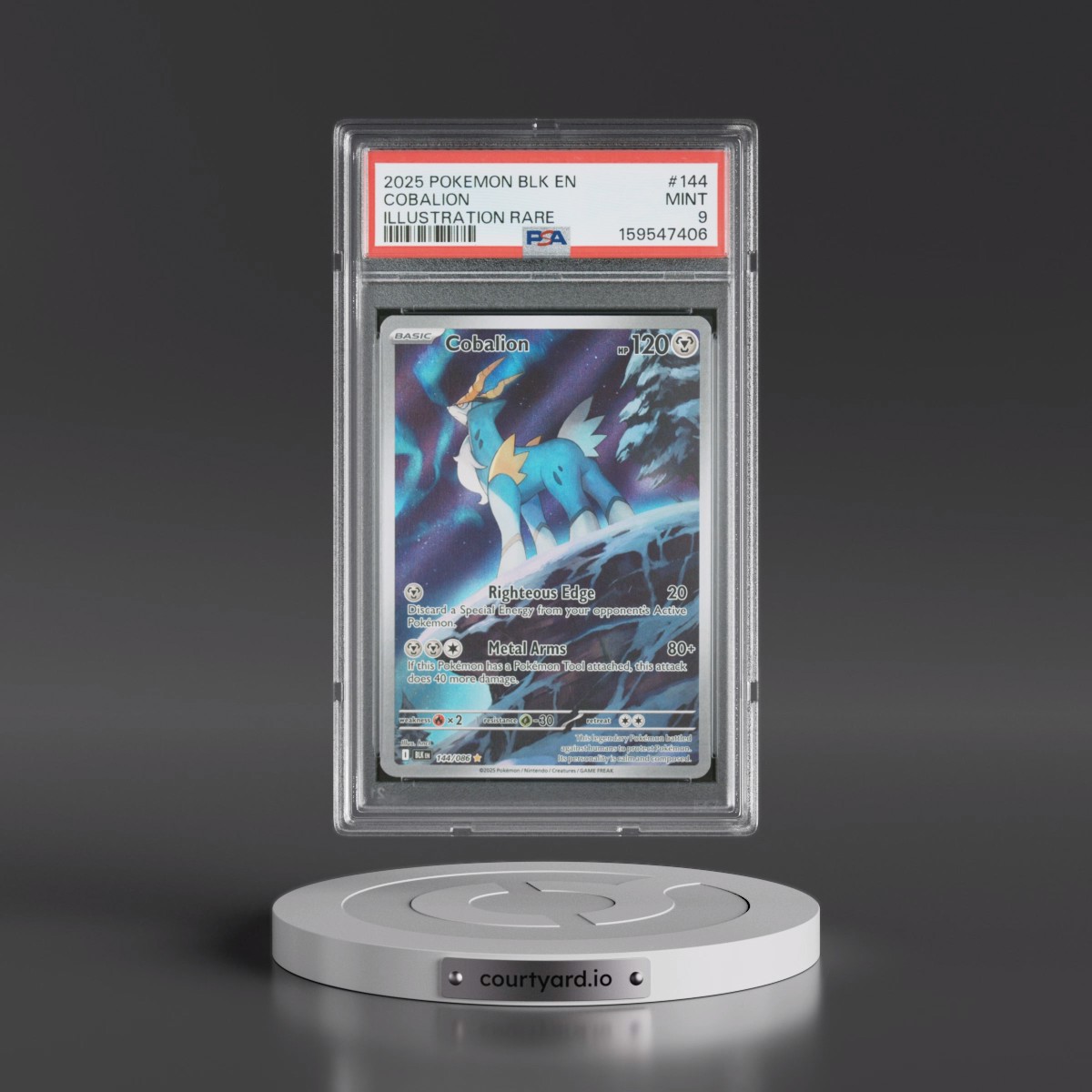 2025 Pokémon Blk EN-Black Bolt #144 Cobalion - Illustration Rare (PSA 9 MINT)