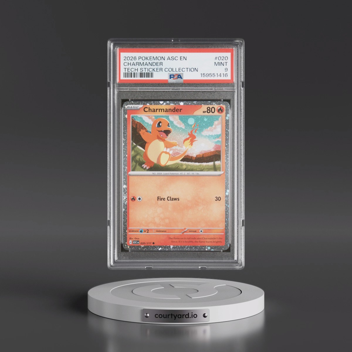 2026 Pokémon Asc EN-Ascended Heroes #020 Charmander - Tech Sticker Collection (PSA 9 MINT)