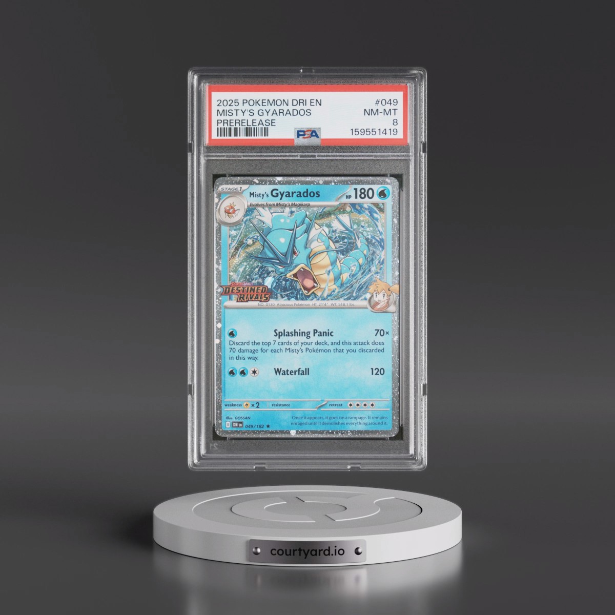2025 Pokémon Dri EN-Destined Rivals #049 Misty's Gyarados - Prerelease (PSA 8 NM-MT)